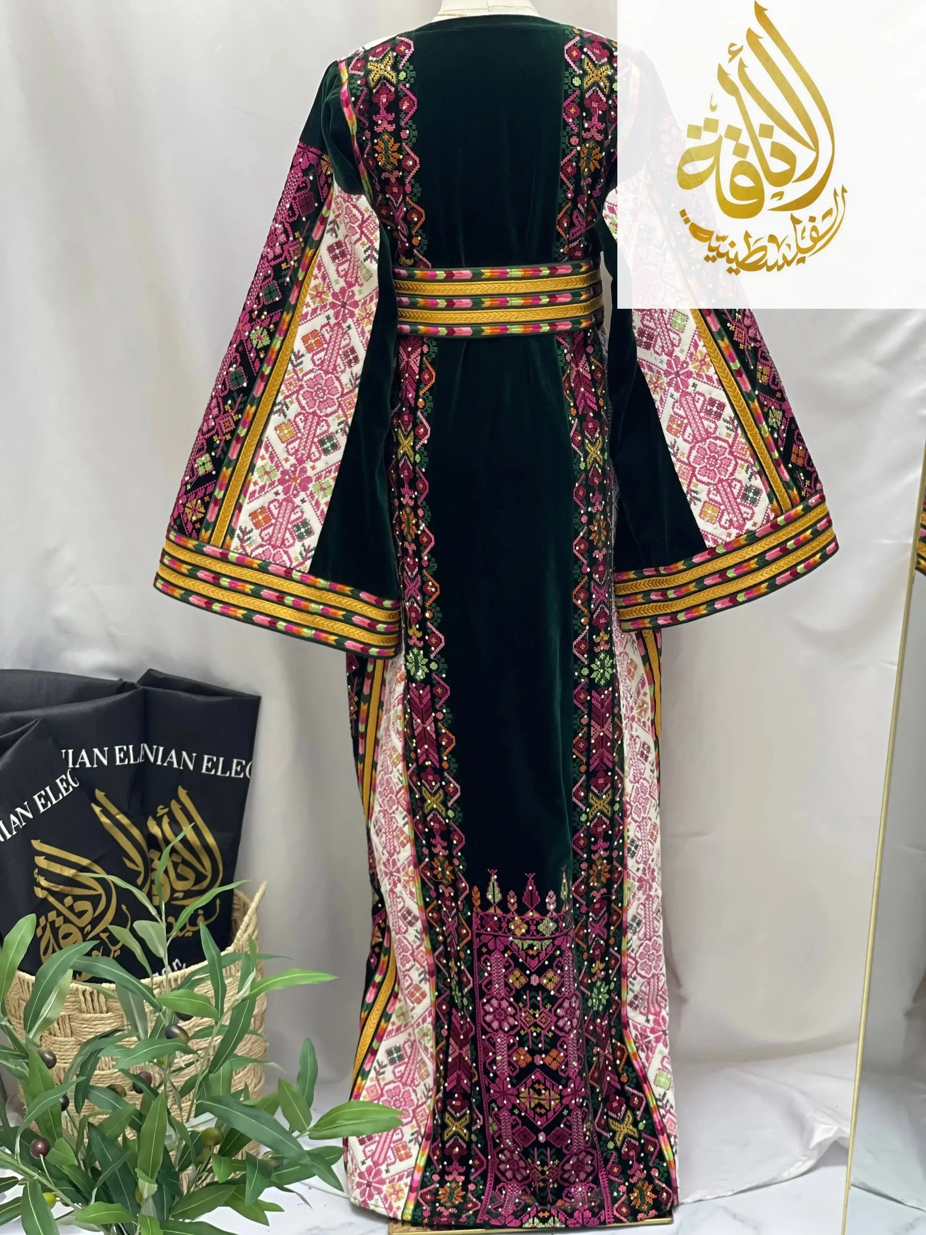 High Quality Velvet Embroidered Thoub Palestinian Elegance
