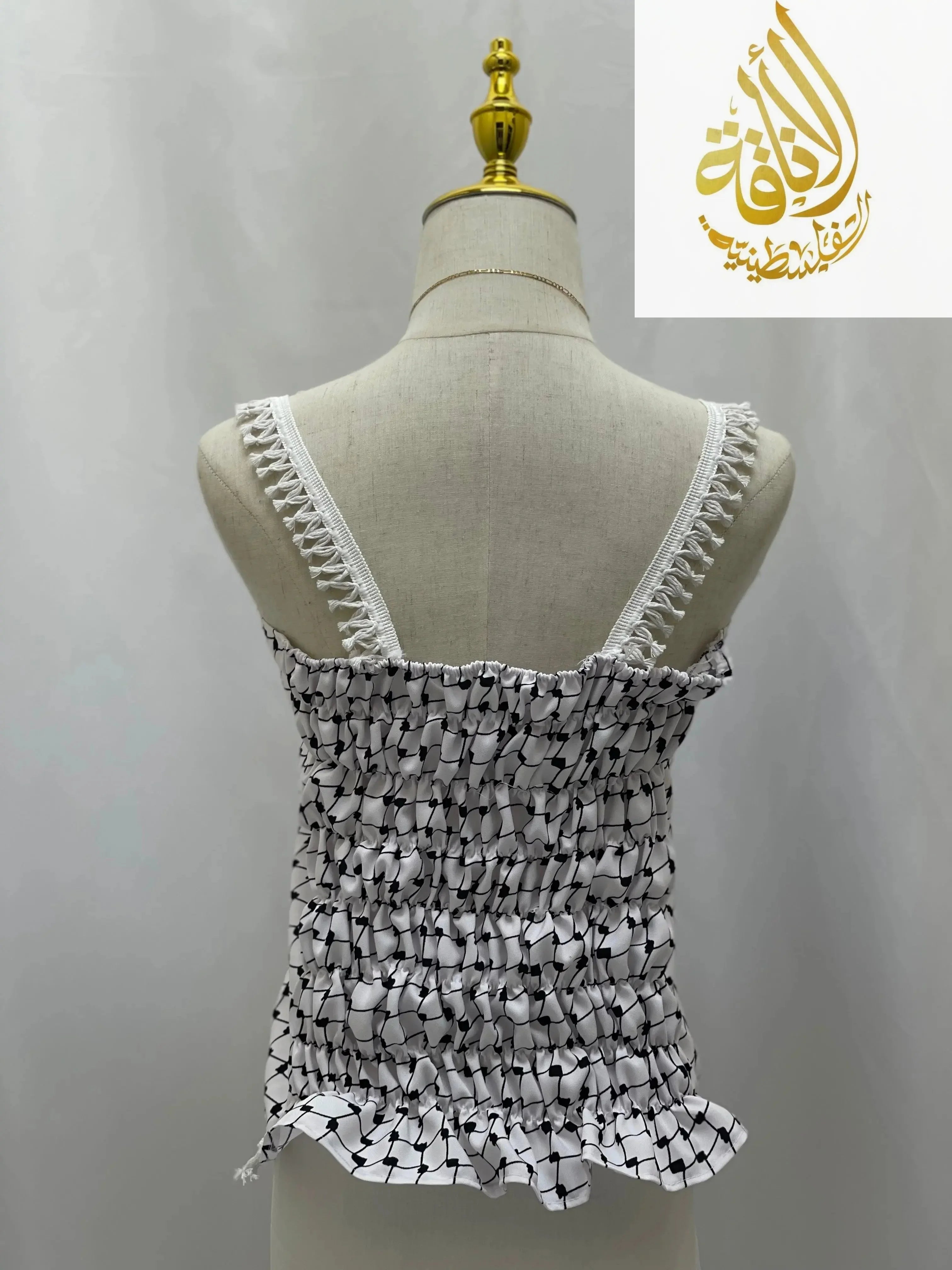High-Quality White Kuffiyeh Smagh Cropped Top: Bold Tradition Meets Modern Style Palestinian Elegance