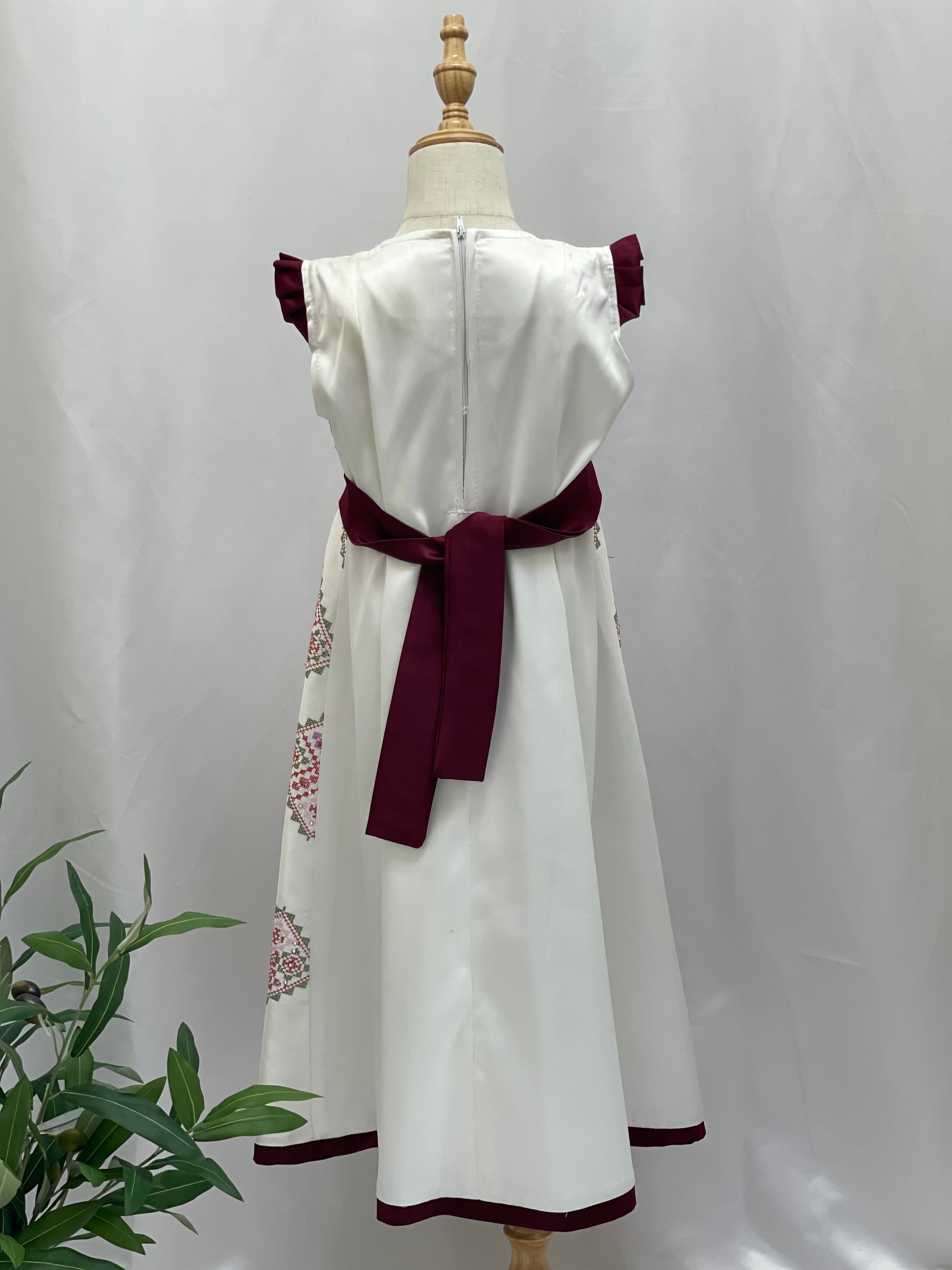 High quality Embroidered Satin little girl Dress Palestinian Elegance