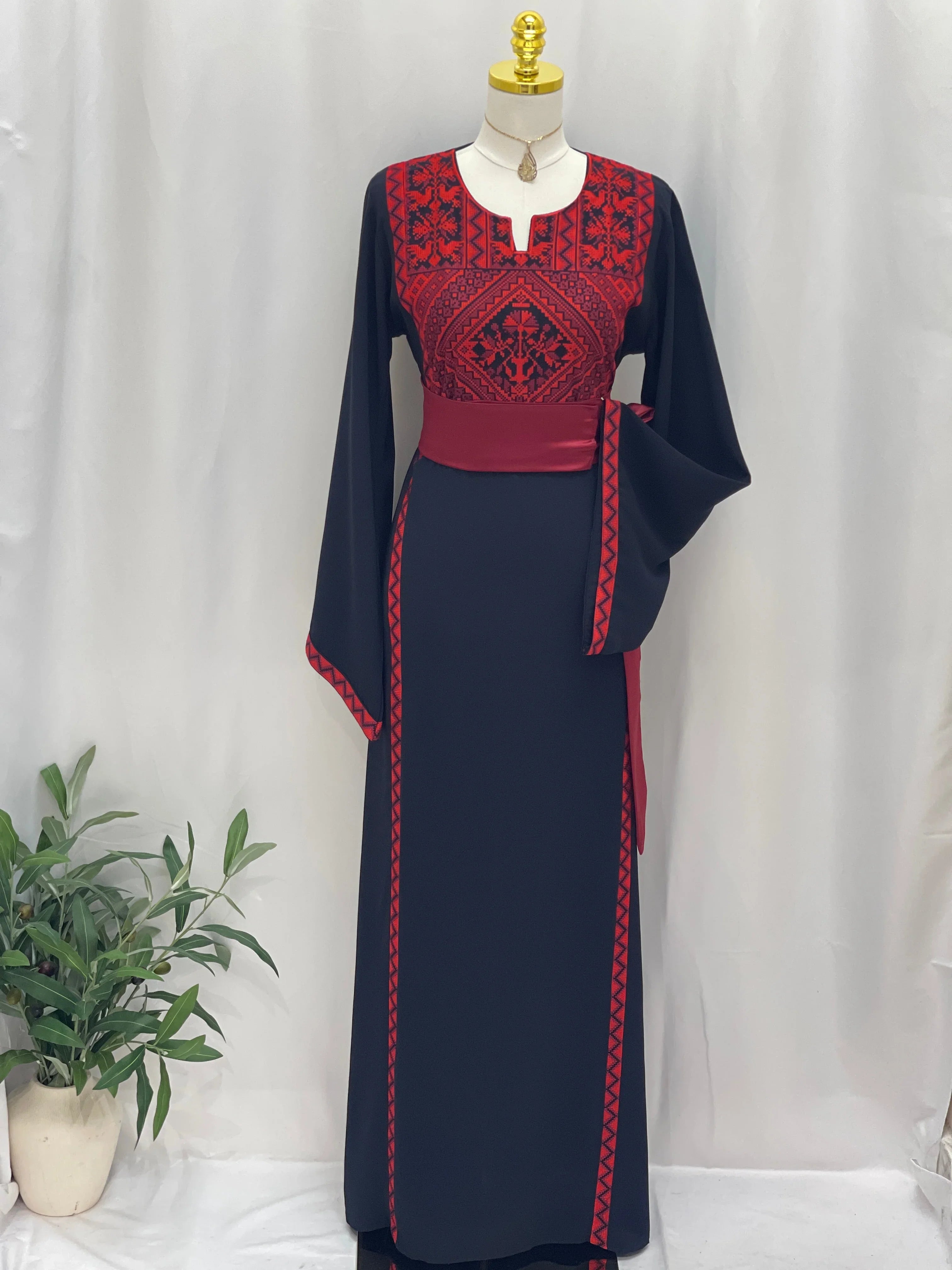 Huda Simply Embroidered Thoub: Blends Traditional Charm With Modern Style - Palestinian Elegance