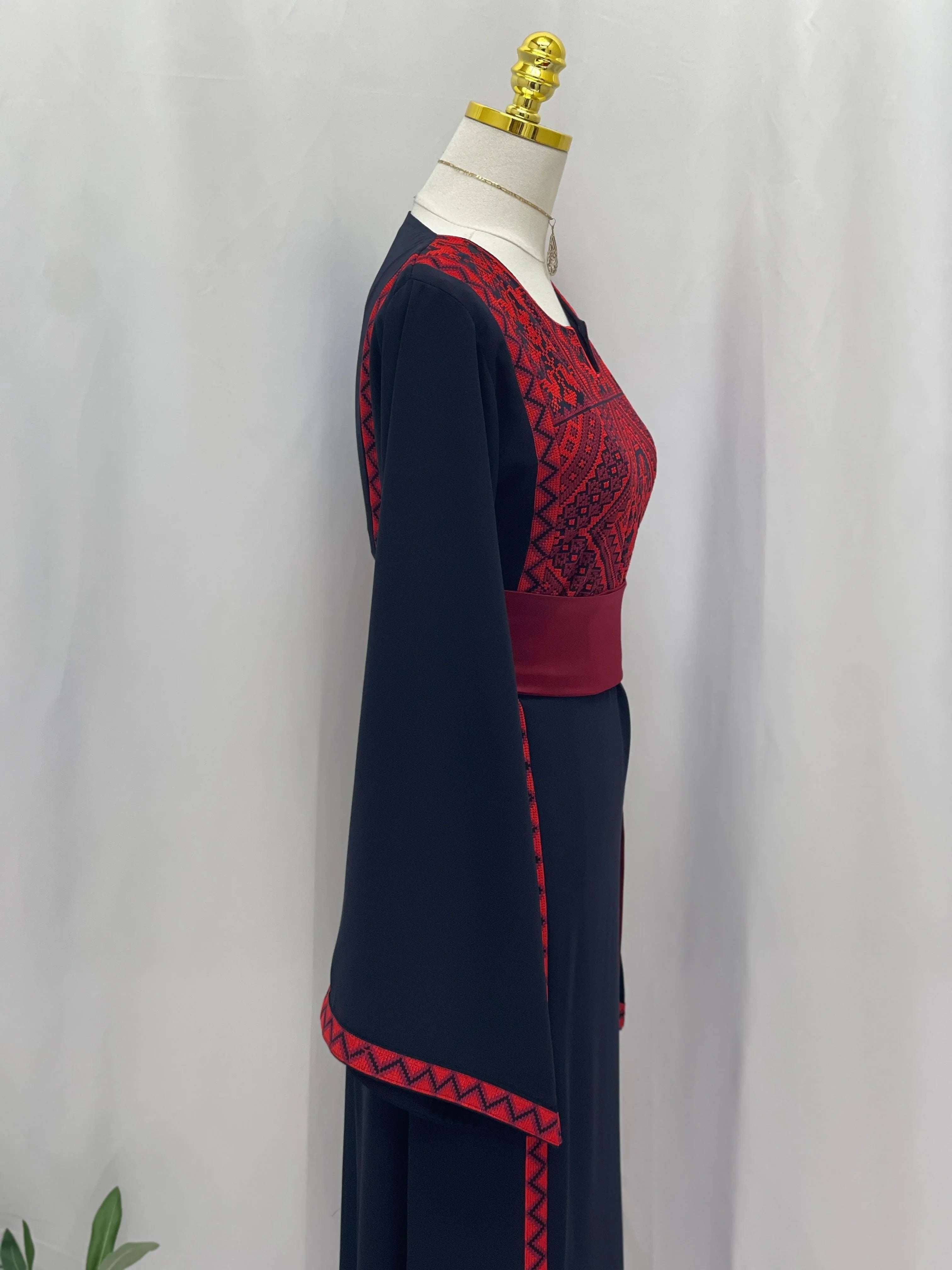 Huda Simply Embroidered Thoub: Blends Traditional Charm With Modern Style - Palestinian Elegance