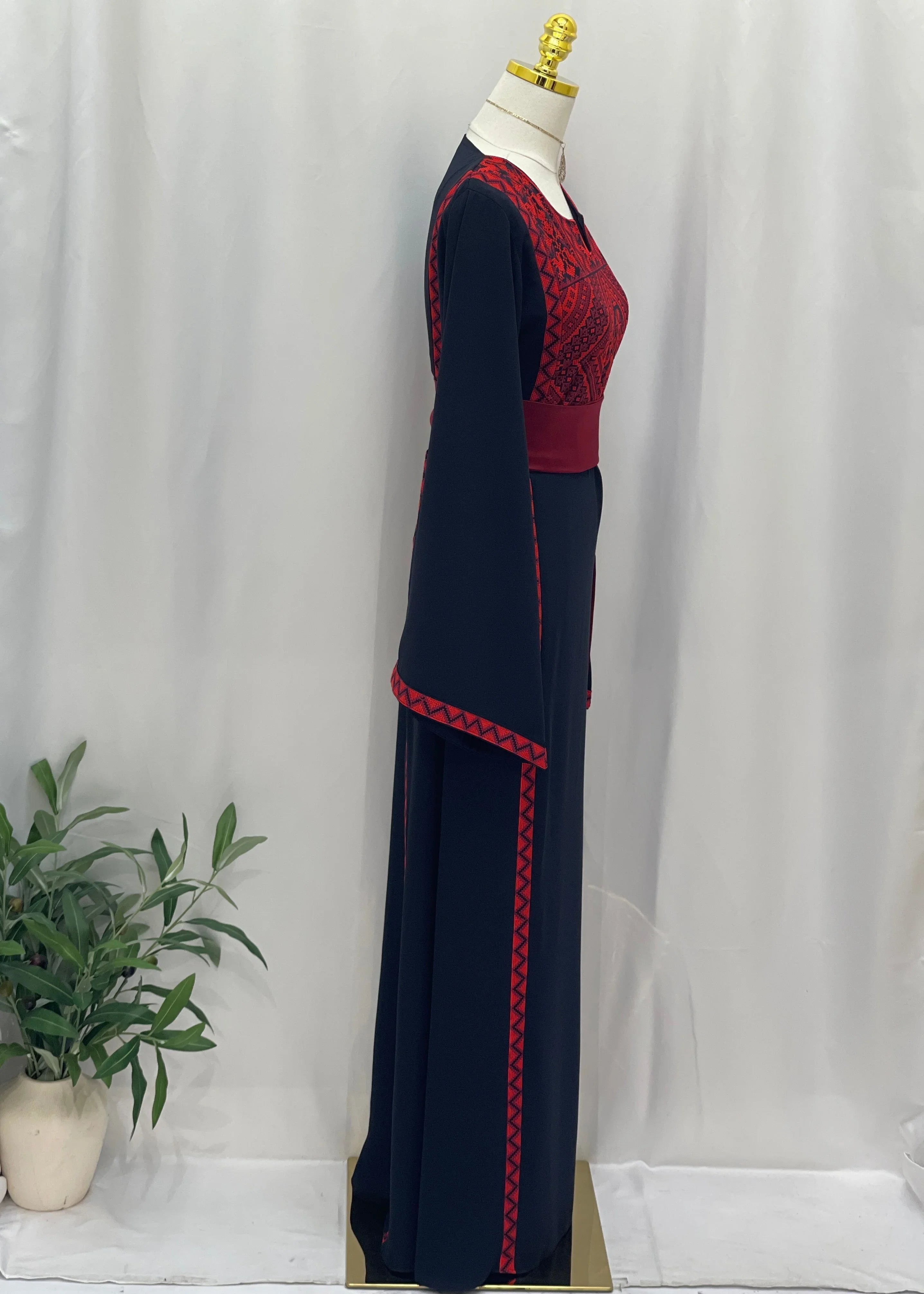 Huda Simply Embroidered Thoub: Blends Traditional Charm With Modern Style - Palestinian Elegance