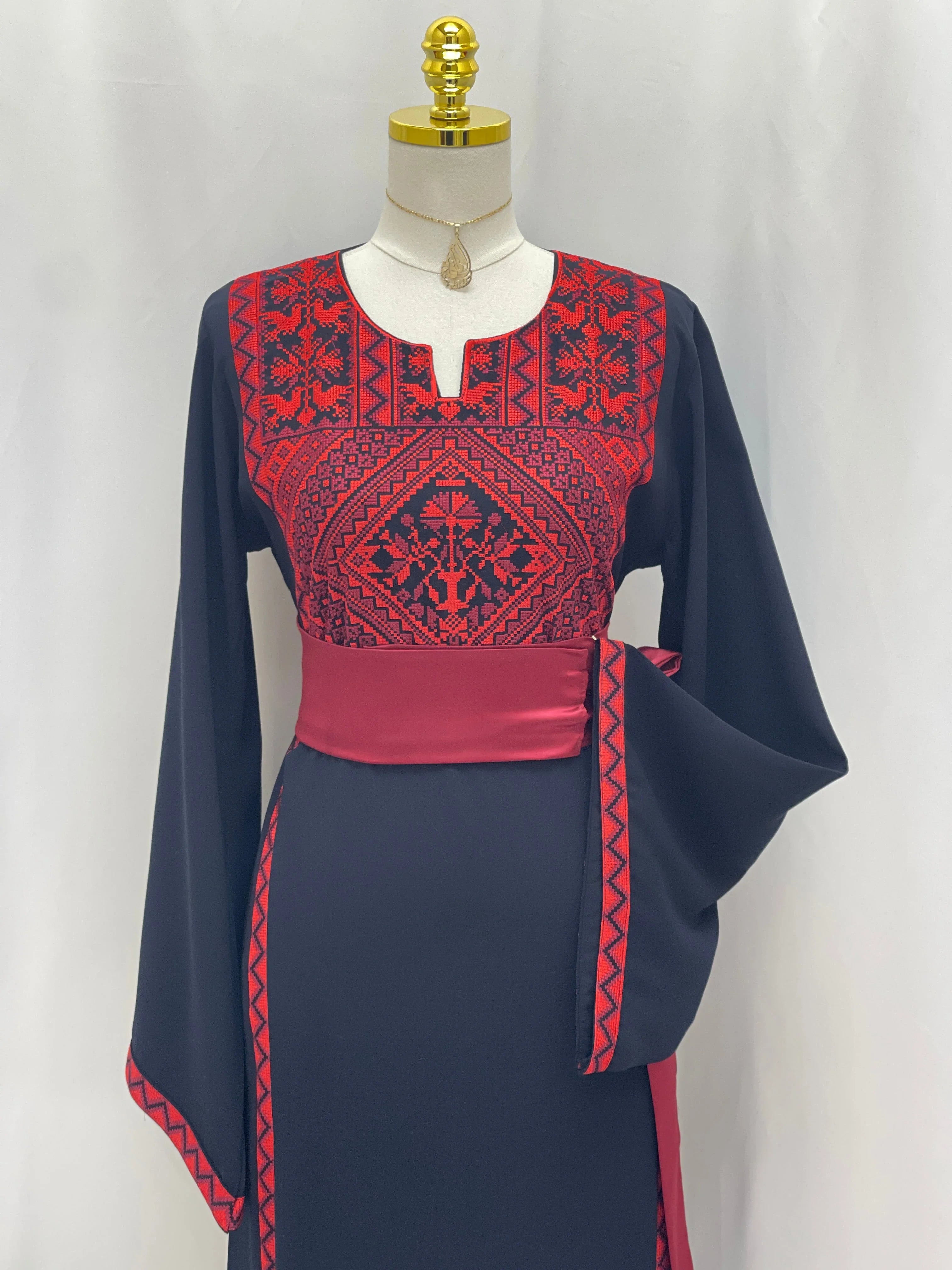 Huda Simply Embroidered Thoub: Blends Traditional Charm With Modern Style - Palestinian Elegance