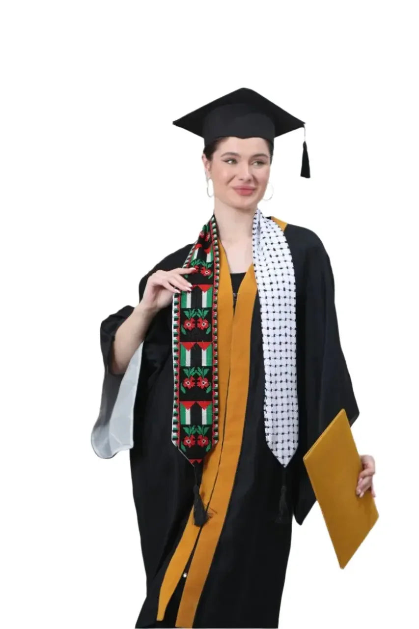 Kuffiyeh Flag Graduation Stole: Cultural Pride and Celebration Palestinian Elegance