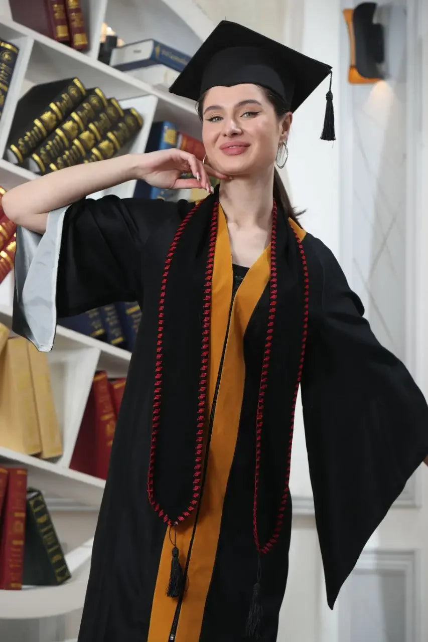 Fine Embroidery Graduation Stole: Elegance and Achievement Palestinian Elegance