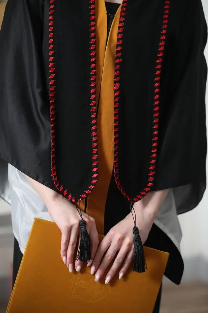 Fine Embroidery Graduation Stole: Elegance and Achievement Palestinian Elegance