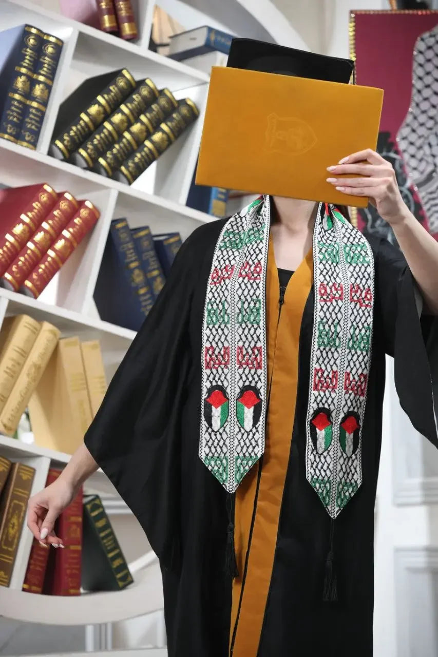 Palestinian Heart Flag Graduation Stole: Celebrate Heritage with Pride Palestinian Elegance