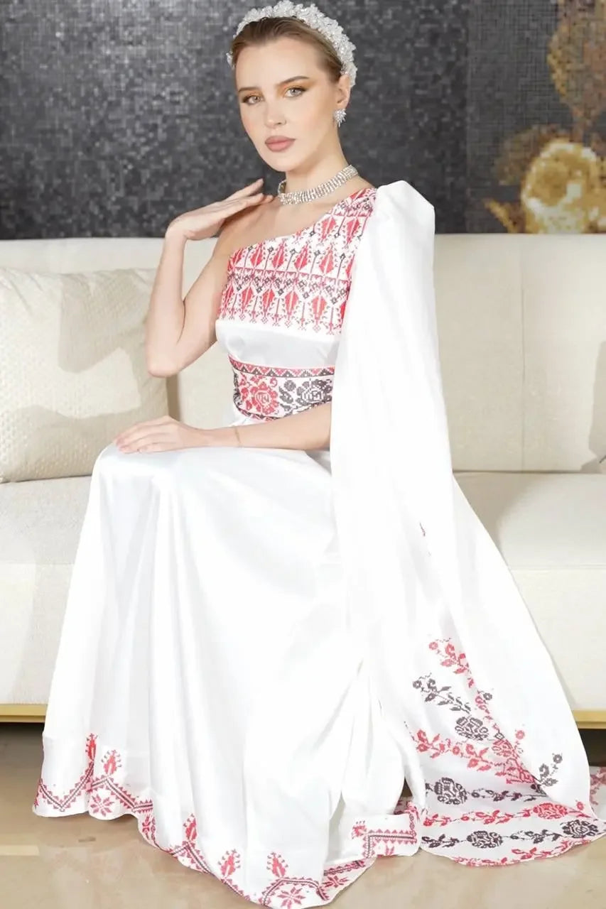 Modern Embroidery Bridal Dress: Elegance and Sophistication for Your Special Day Palestinian Elegance