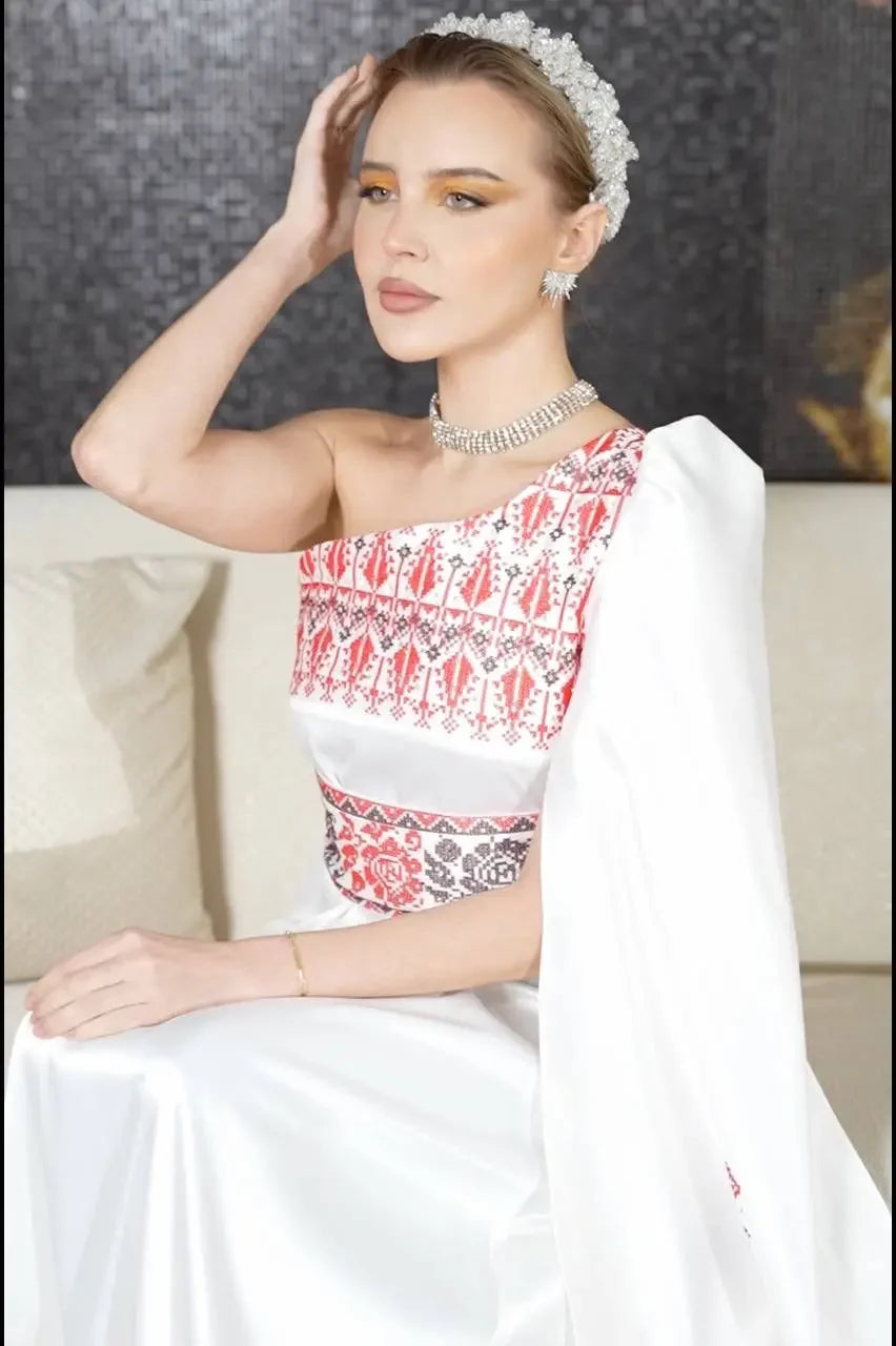 Modern Embroidery Bridal Dress: Elegance and Sophistication for Your Special Day Palestinian Elegance