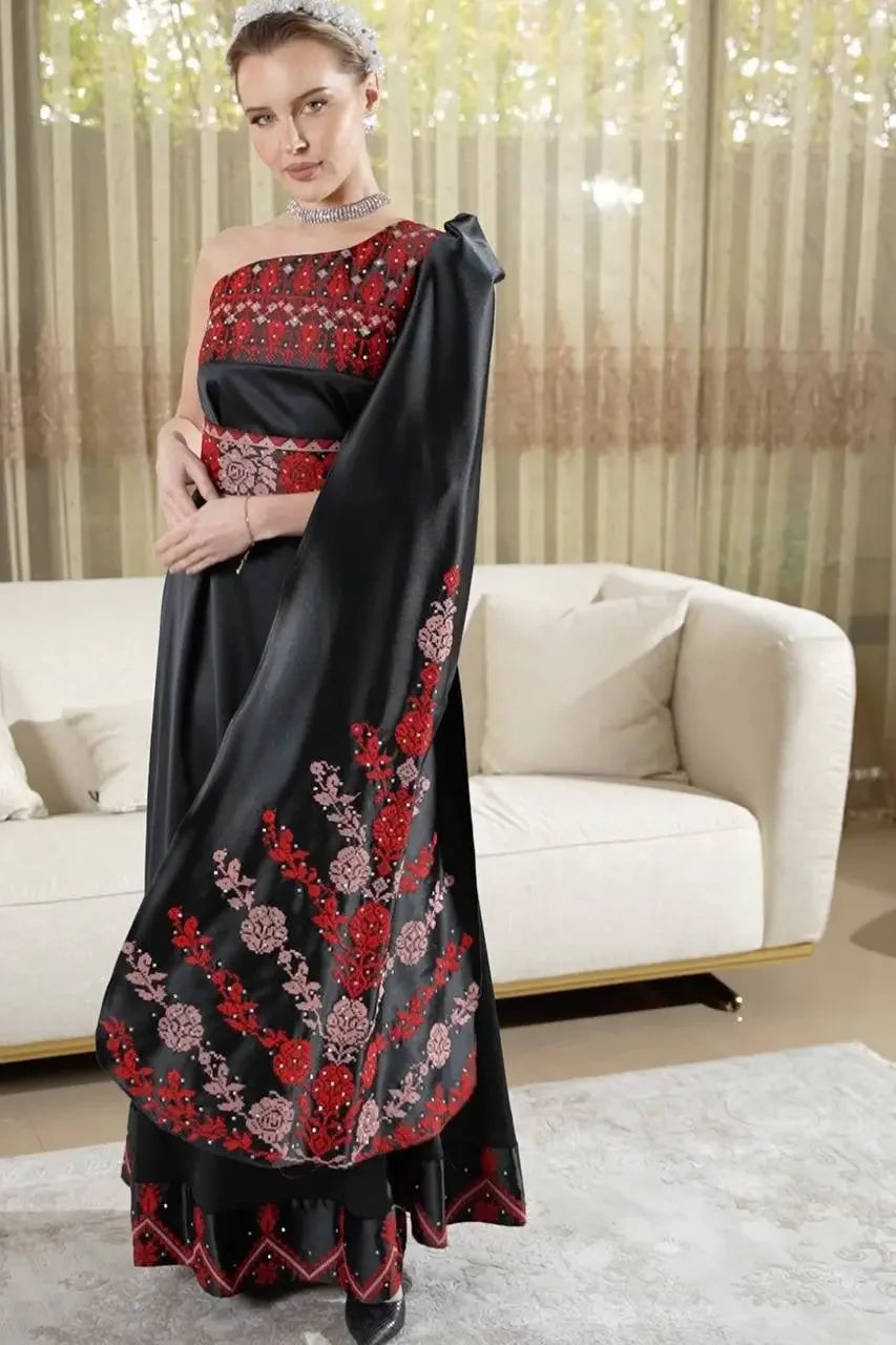 Modern Embroidery Bridal Dress: Elegance and Sophistication for Your Special Day Palestinian Elegance