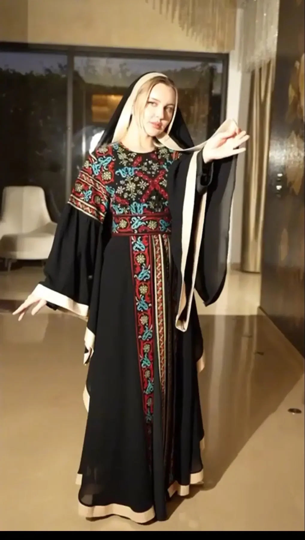 Embroidery Kuftan Dress: Luxurious Elegance and Bold Style Palestinian Elegance