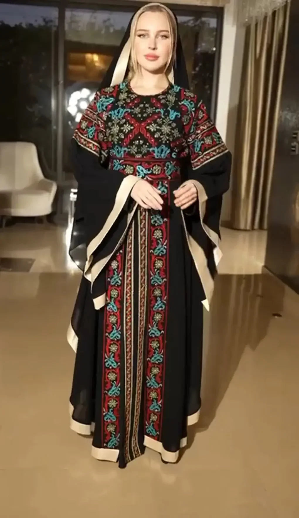 Embroidery Kuftan Dress: Luxurious Elegance and Bold Style Palestinian Elegance