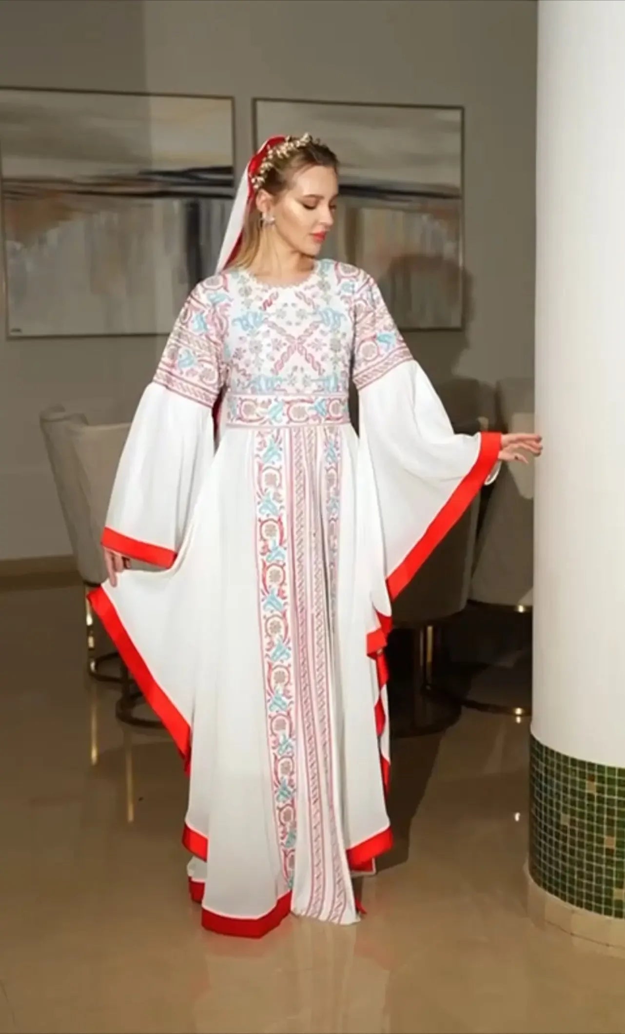 Embroidery Kuftan Dress: Luxurious Elegance and Bold Style Palestinian Elegance