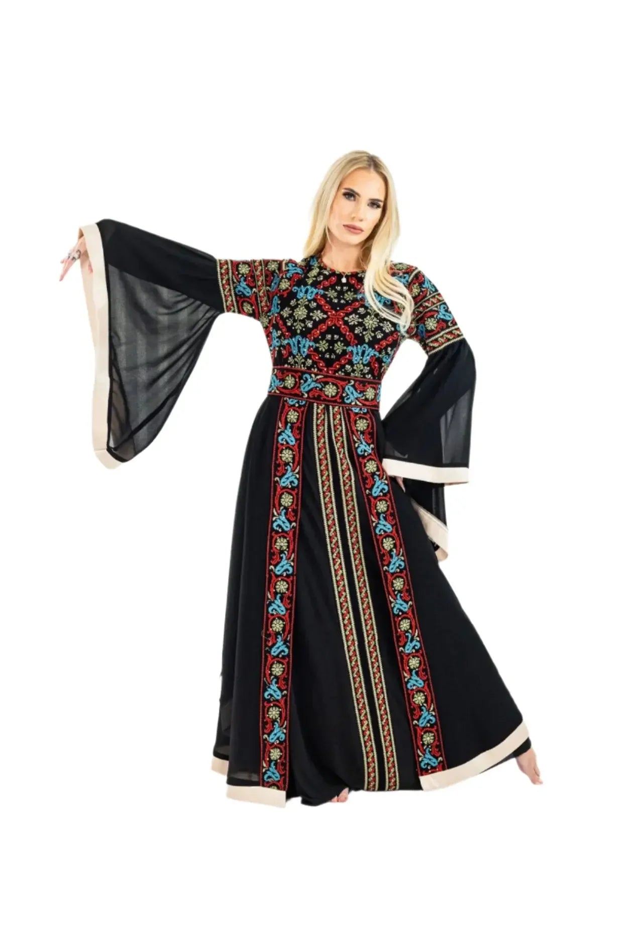 Embroidery Kuftan Dress: Luxurious Elegance and Bold Style Palestinian Elegance