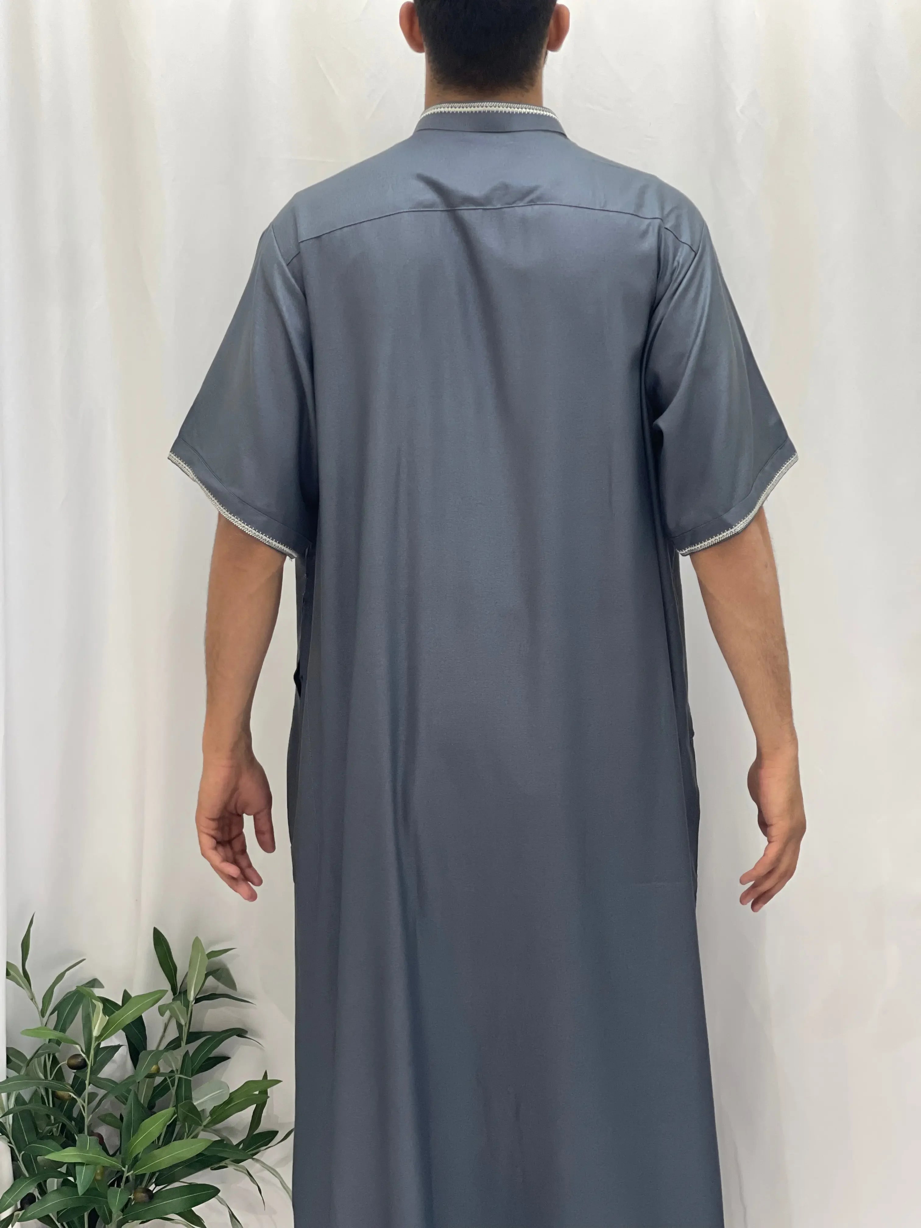 Timeless Elegance: Men's Durable Kaftan Thobe with Gold Details Palestinian Elegance