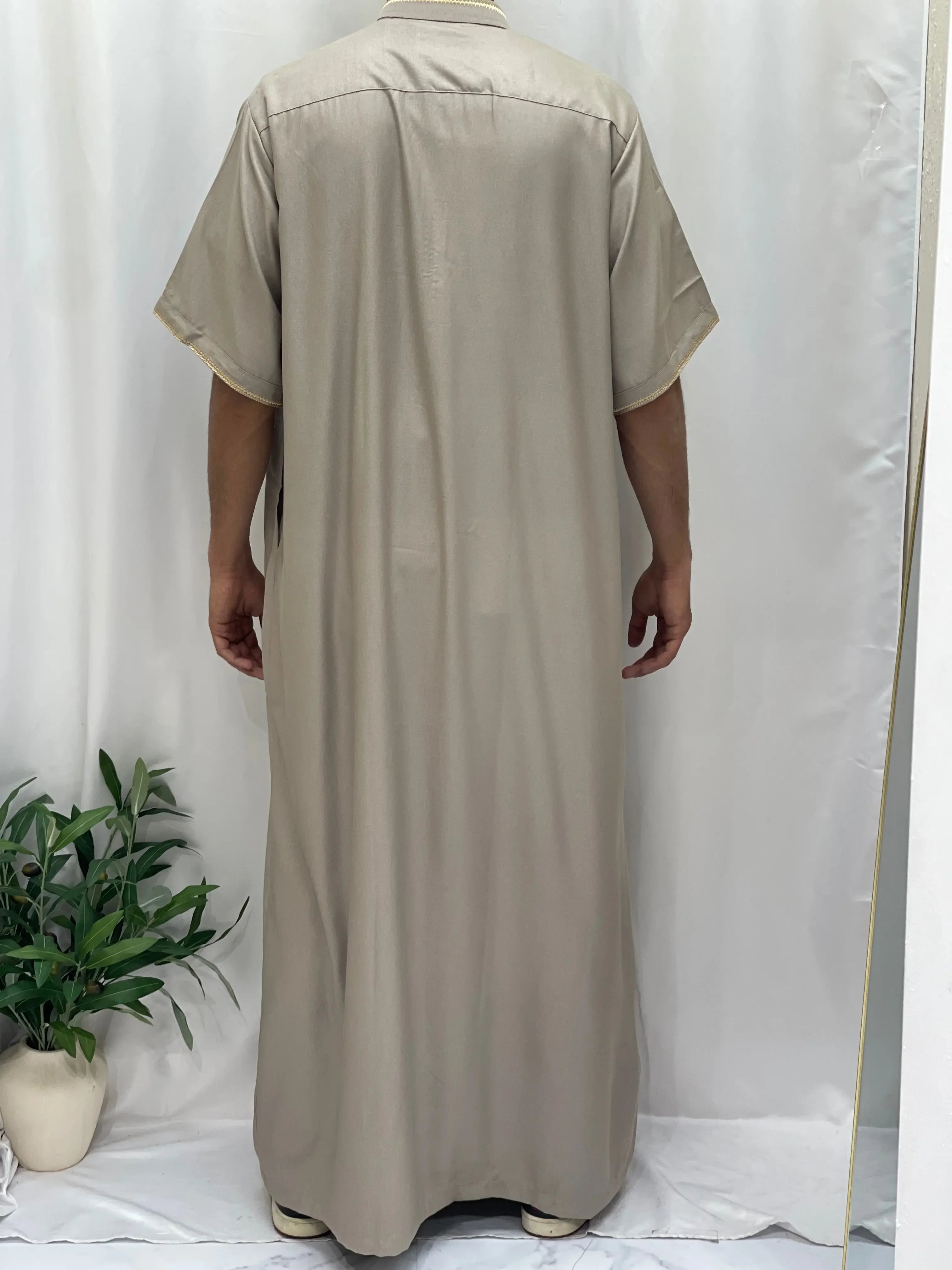 Timeless Elegance: Men's Durable Kaftan Thobe with Gold Details Palestinian Elegance