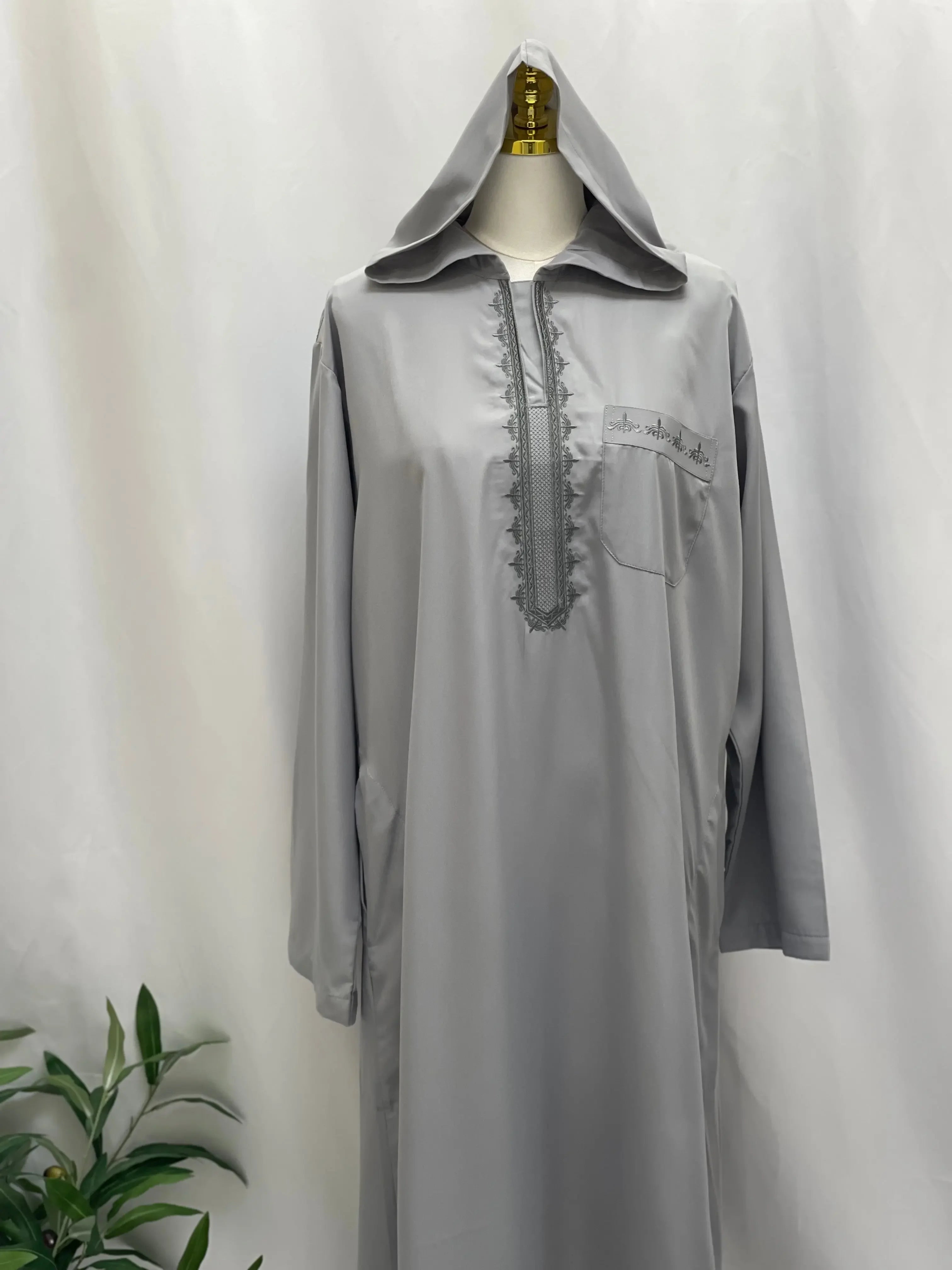 Men's Thobe with Hood & Unique Designs - Multi Colors Palestinian Elegance