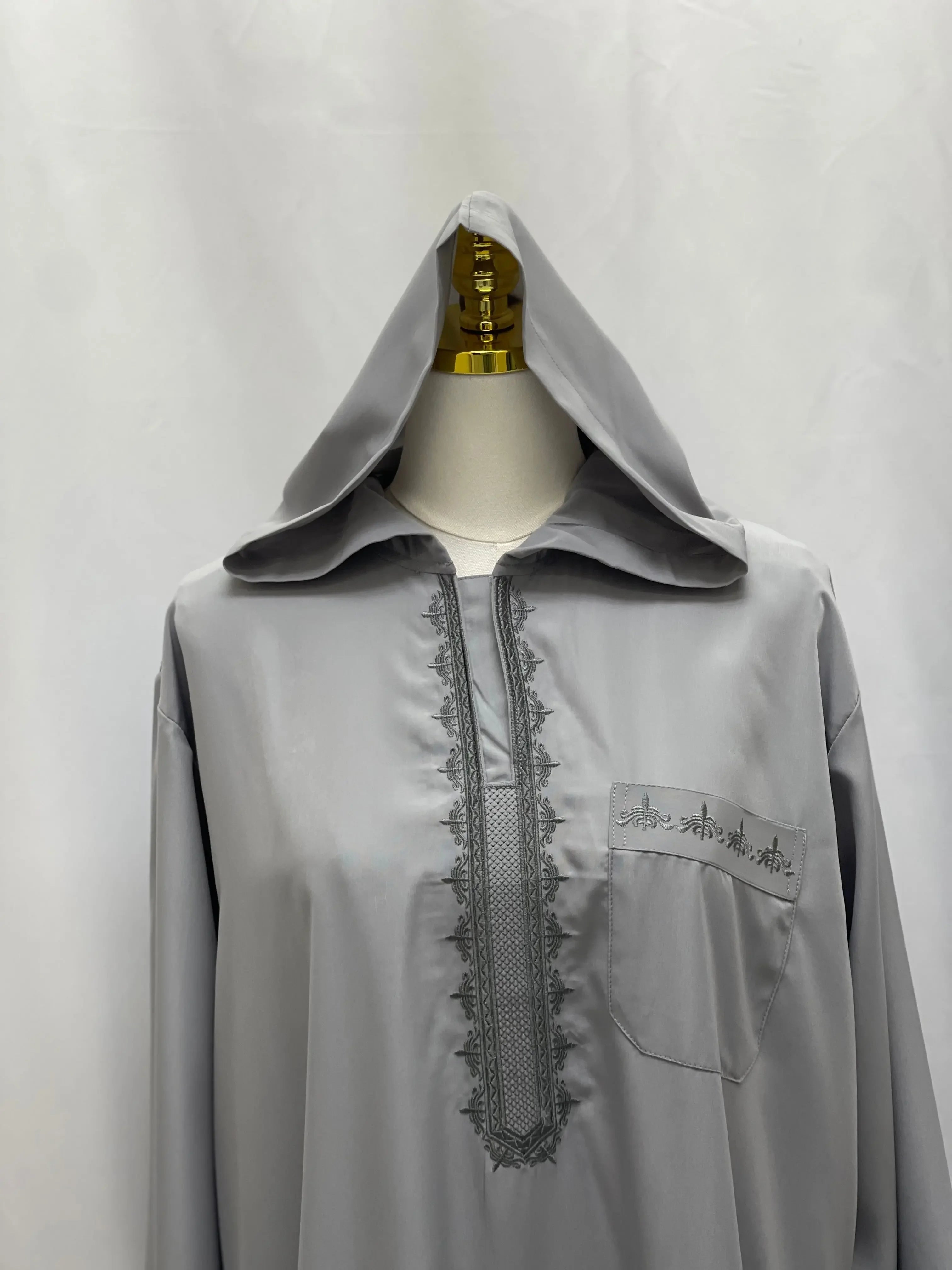 Men's Thobe with Hood & Unique Designs - Multi Colors Palestinian Elegance