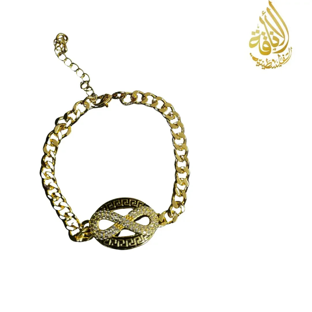 Imitated Gold Bracelet with Infiniti Symbol by Palestinian Elegance featuring a gold chain and decorative infinity centerpiece