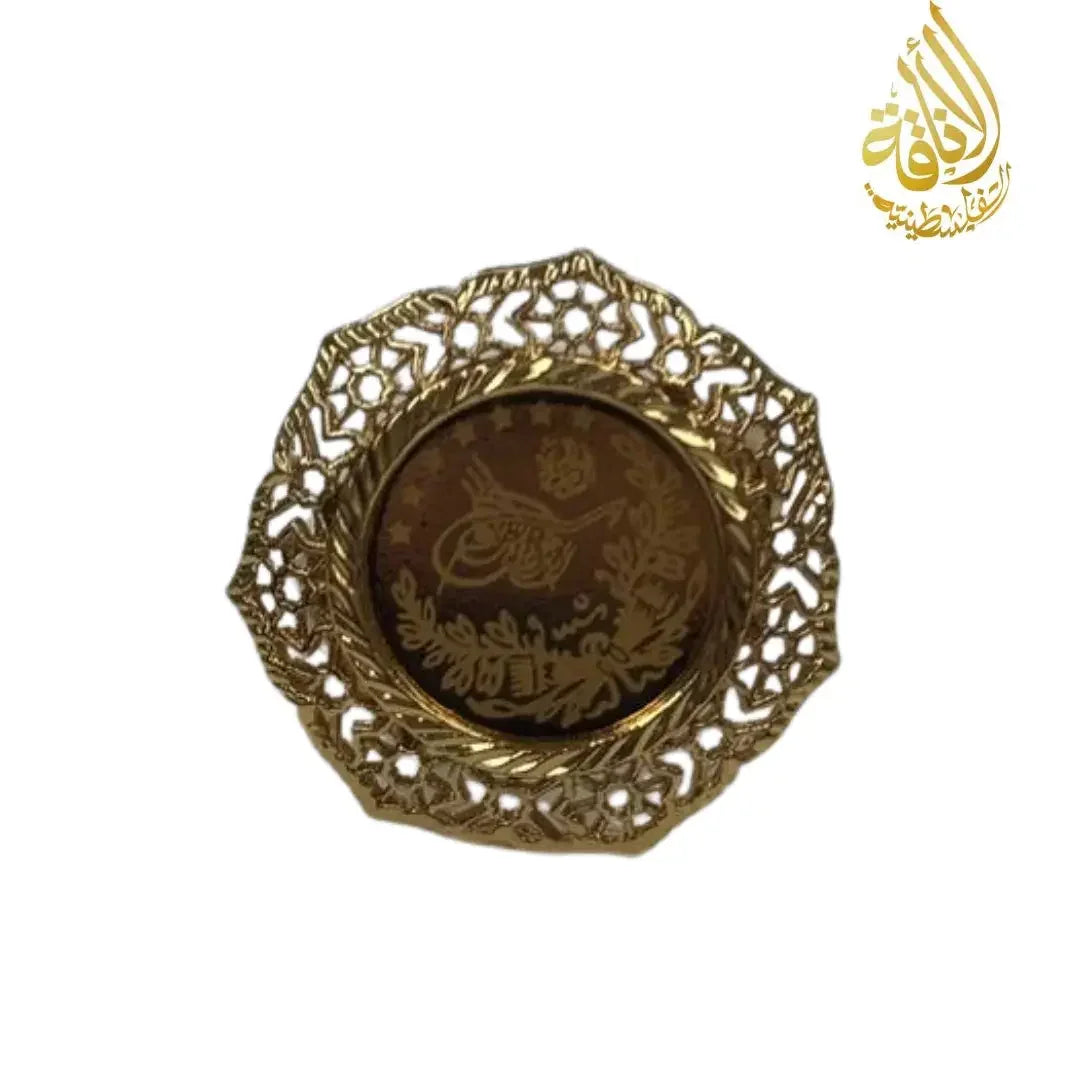 Palestinian Elegance falahi ring gold plated with intricate filigree design and engraved center