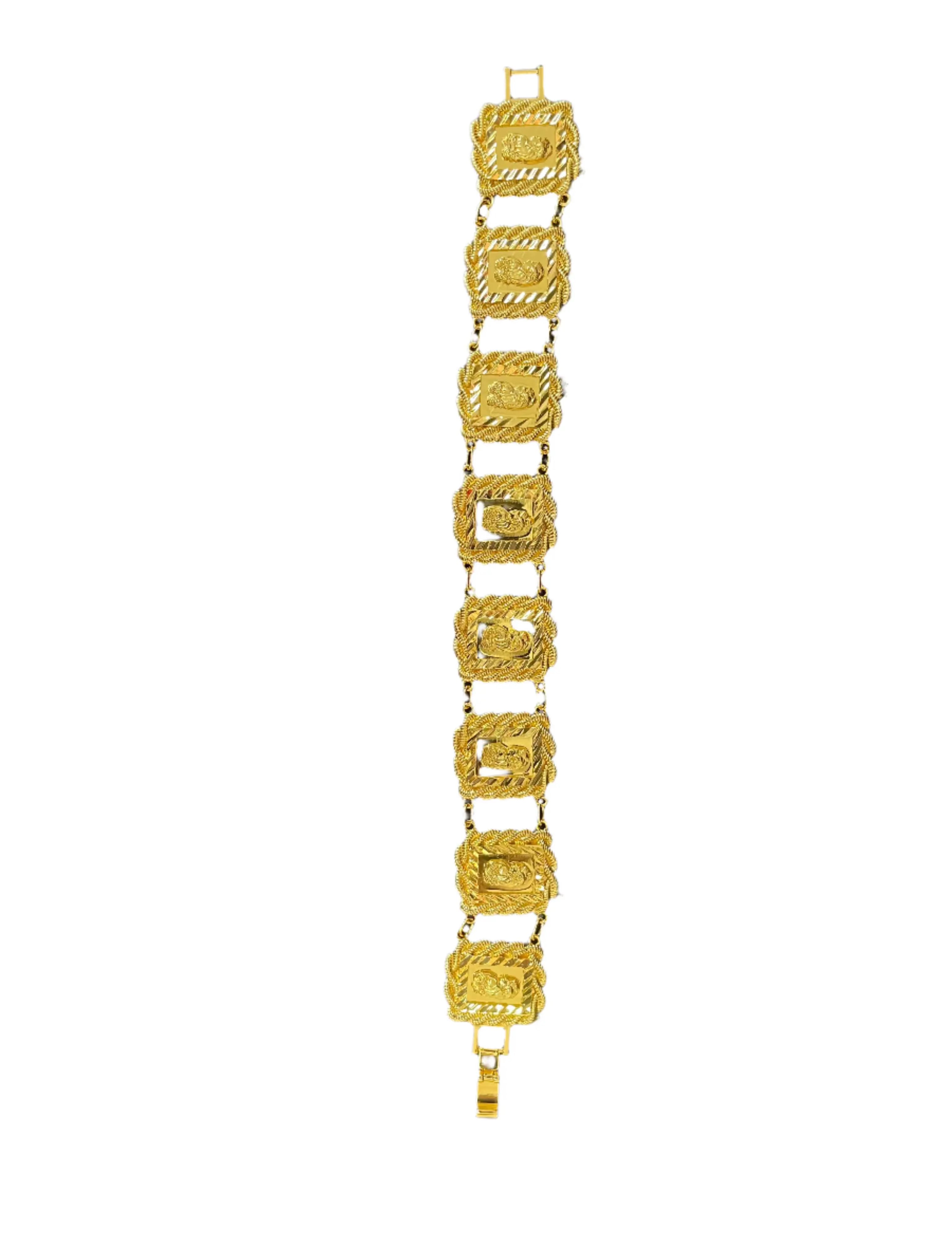 Palestinian Elegance imitated gold bracelet with linked square ornate designs
