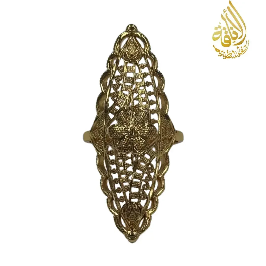 Palestinian Elegance imitated gold ring with unique flower ring design and intricate filigree details