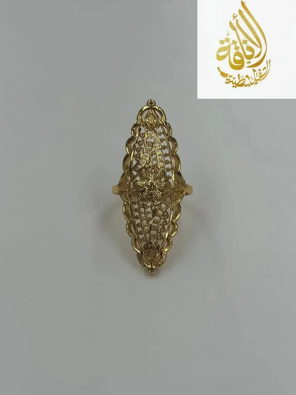Palestinian Elegance imitated gold ring featuring a unique flower ring design with intricate detailing