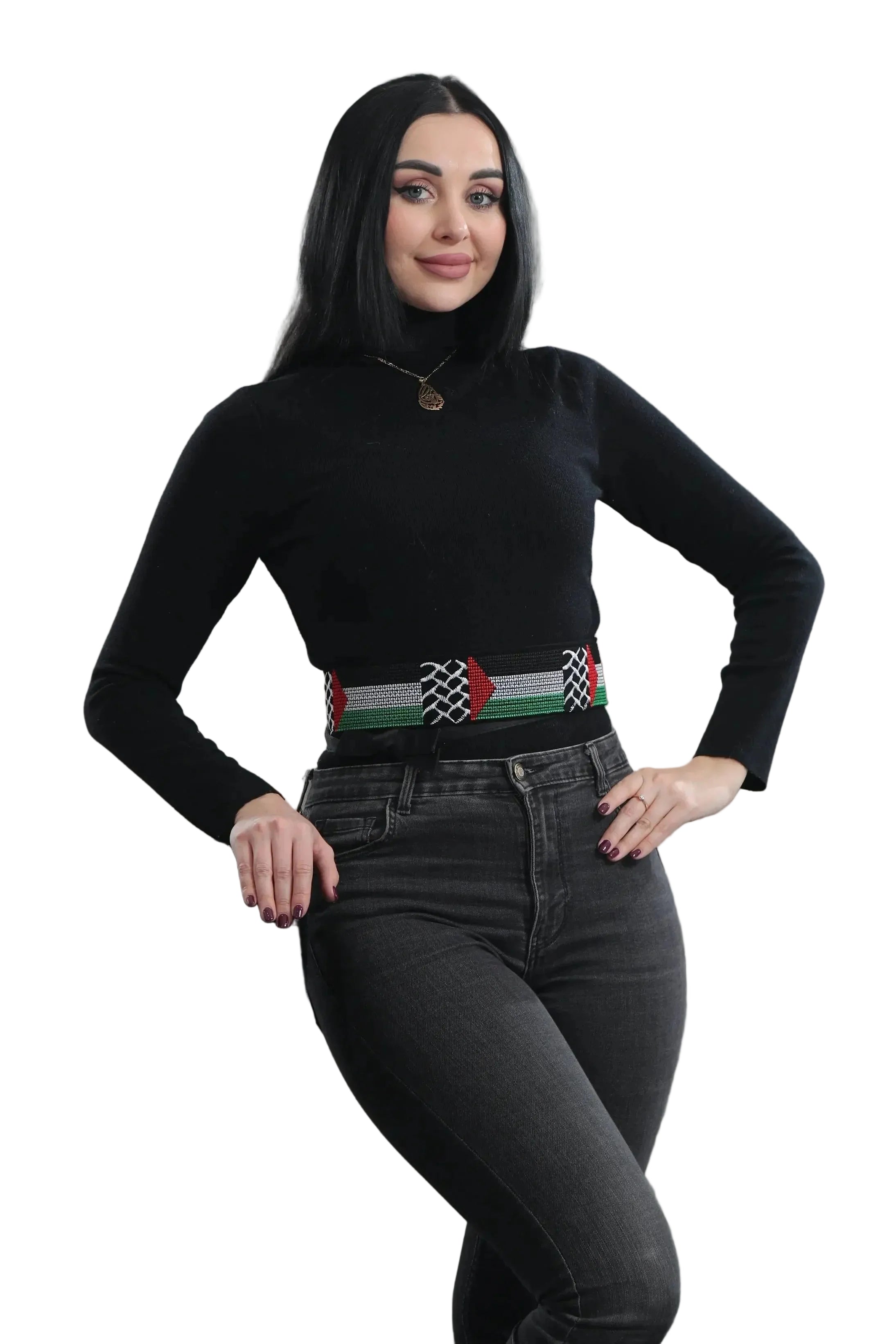 Intricate Design Embroidered Waist Belt Palestinian Elegance