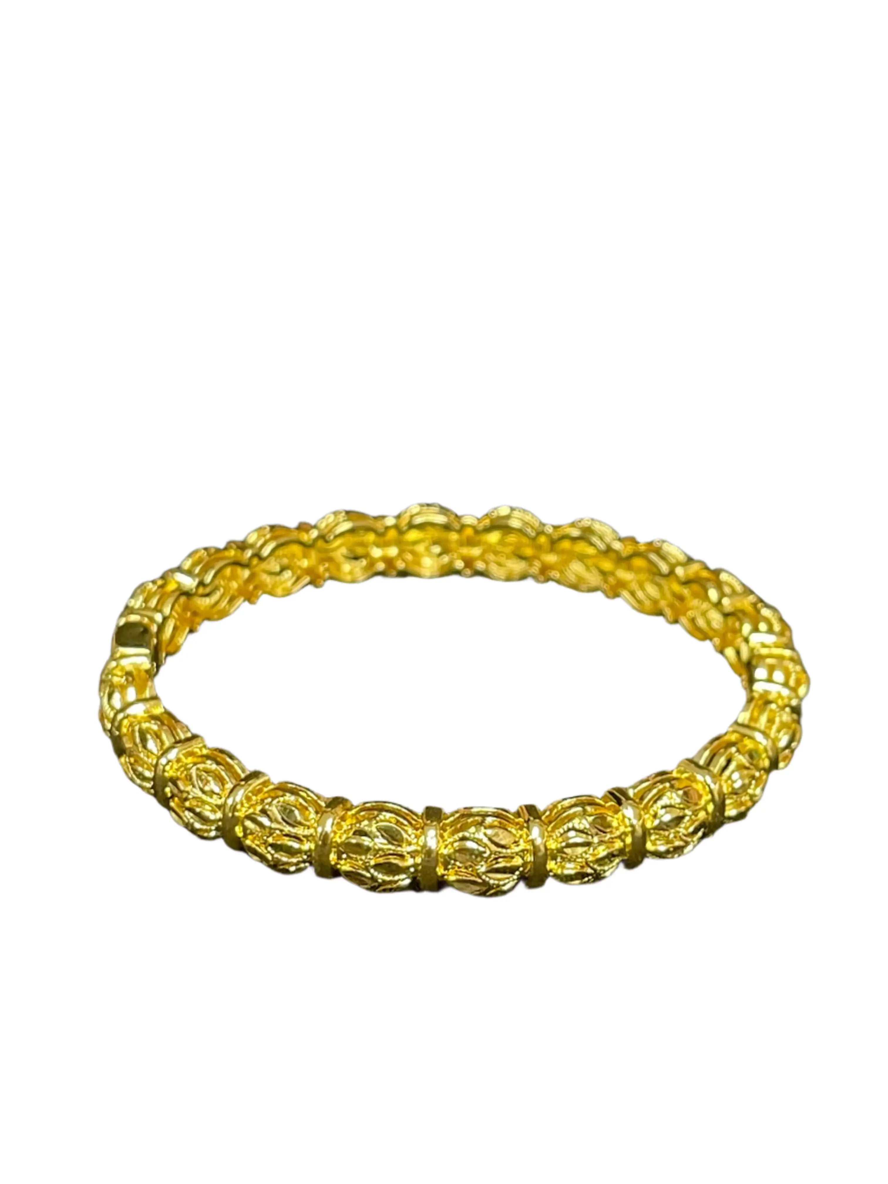 Kawther Bangle in imitated gold by Palestinian Elegance with intricate detailed design
