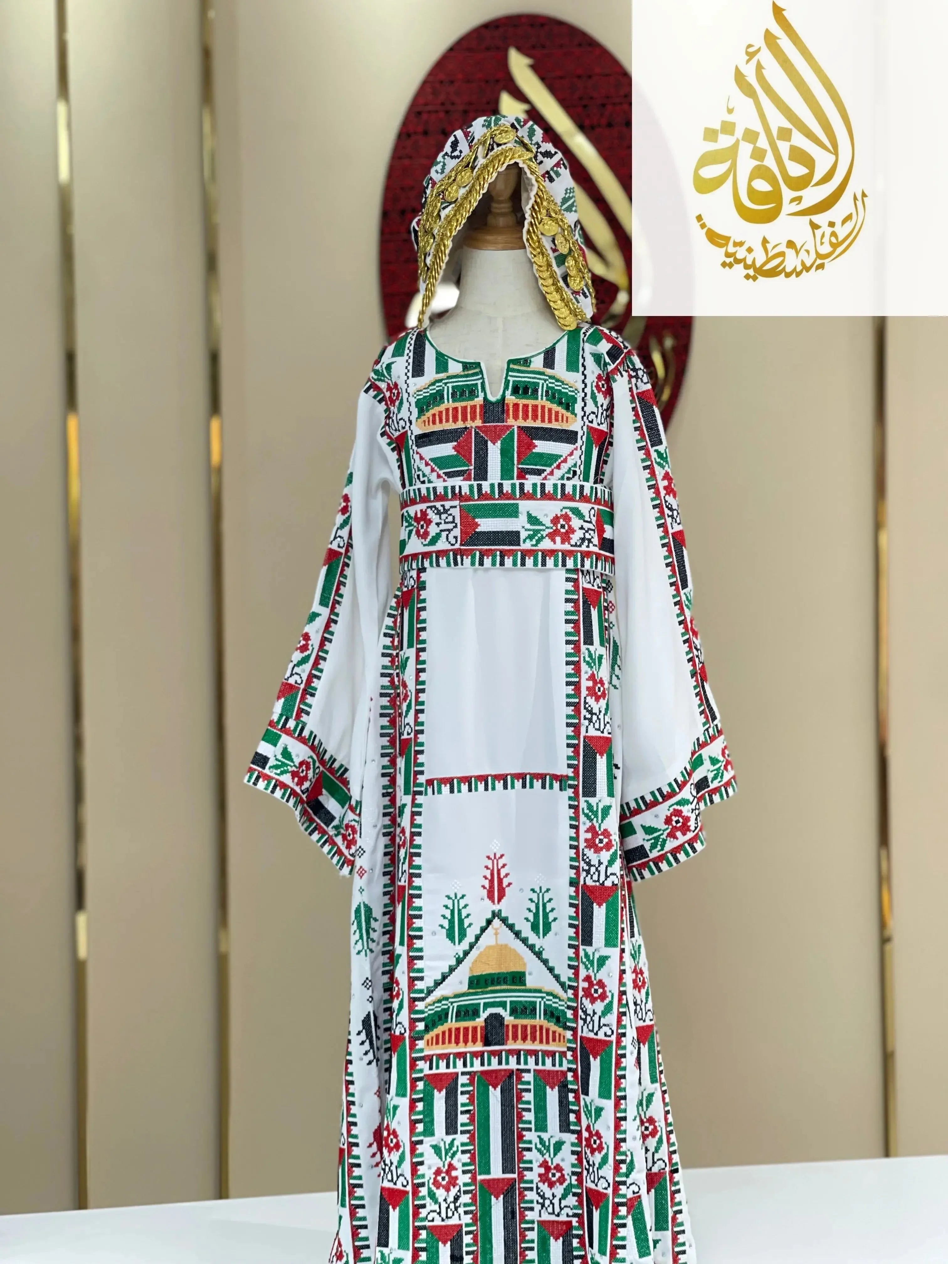 Kids Palestinian & Proud Embroidered Thoub - Celebrate Heritage with Style Palestinian Elegance