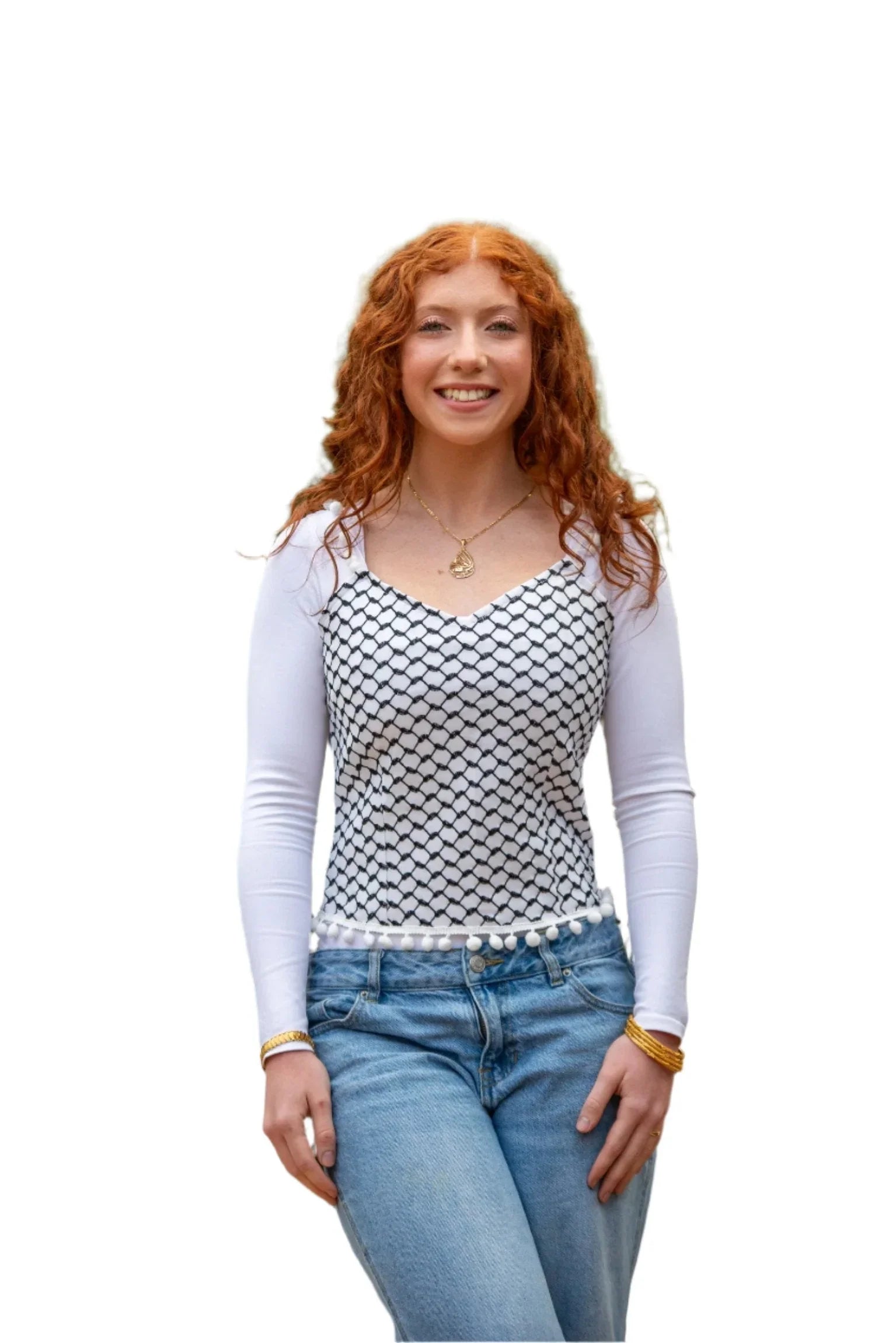 Kuffia Embroidered Crop Top Palestinian Elegance