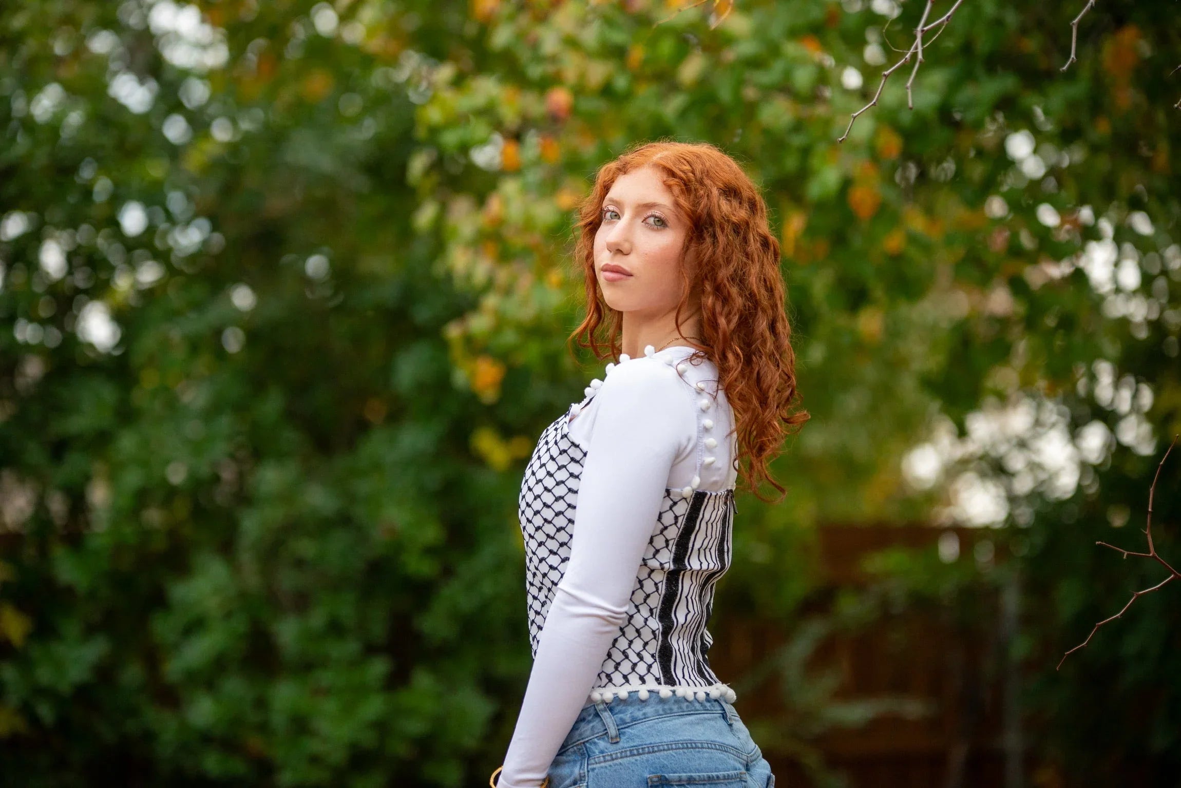 Kuffia Embroidered Crop Top Palestinian Elegance