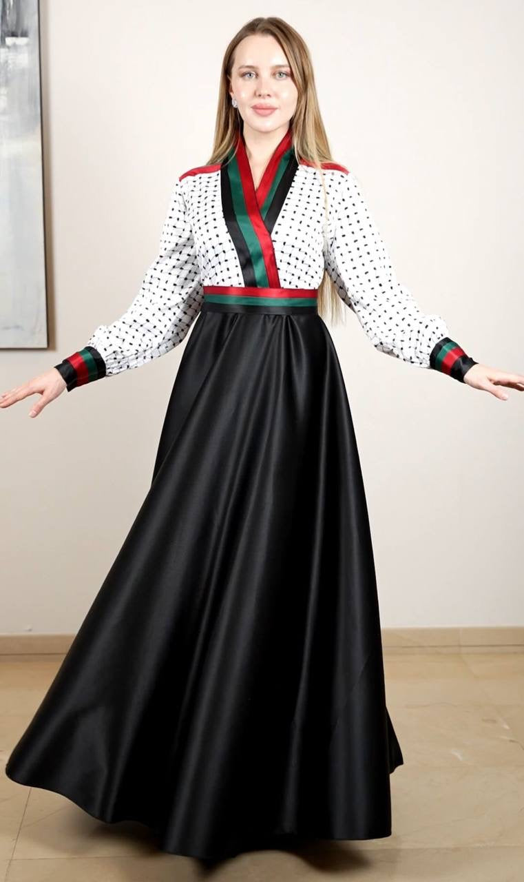 Kuffiyeh Satin Dress: Elegance Meets Tradition Palestinian Elegance