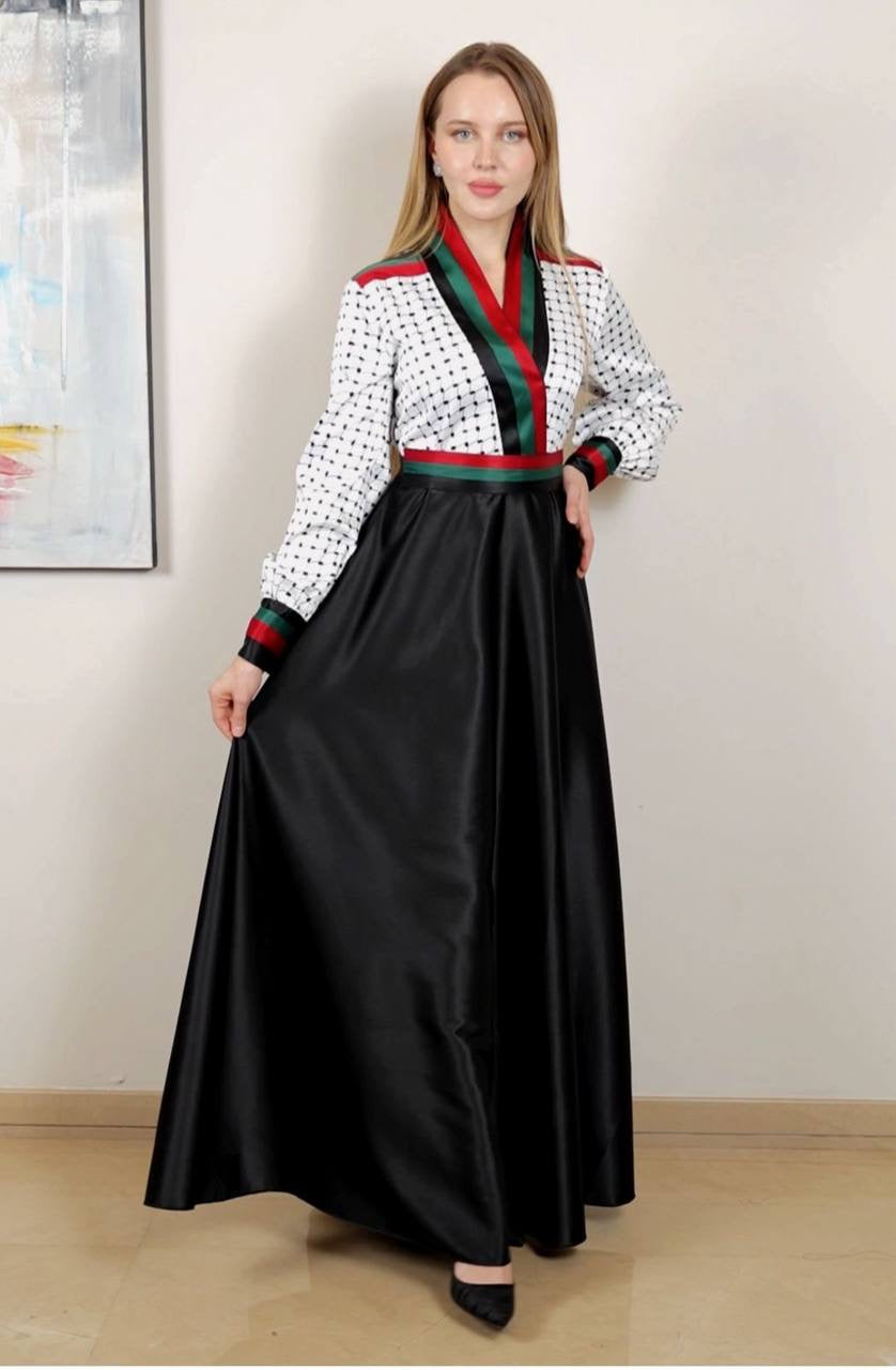 Kuffiyeh Satin Dress: Elegance Meets Tradition Palestinian Elegance