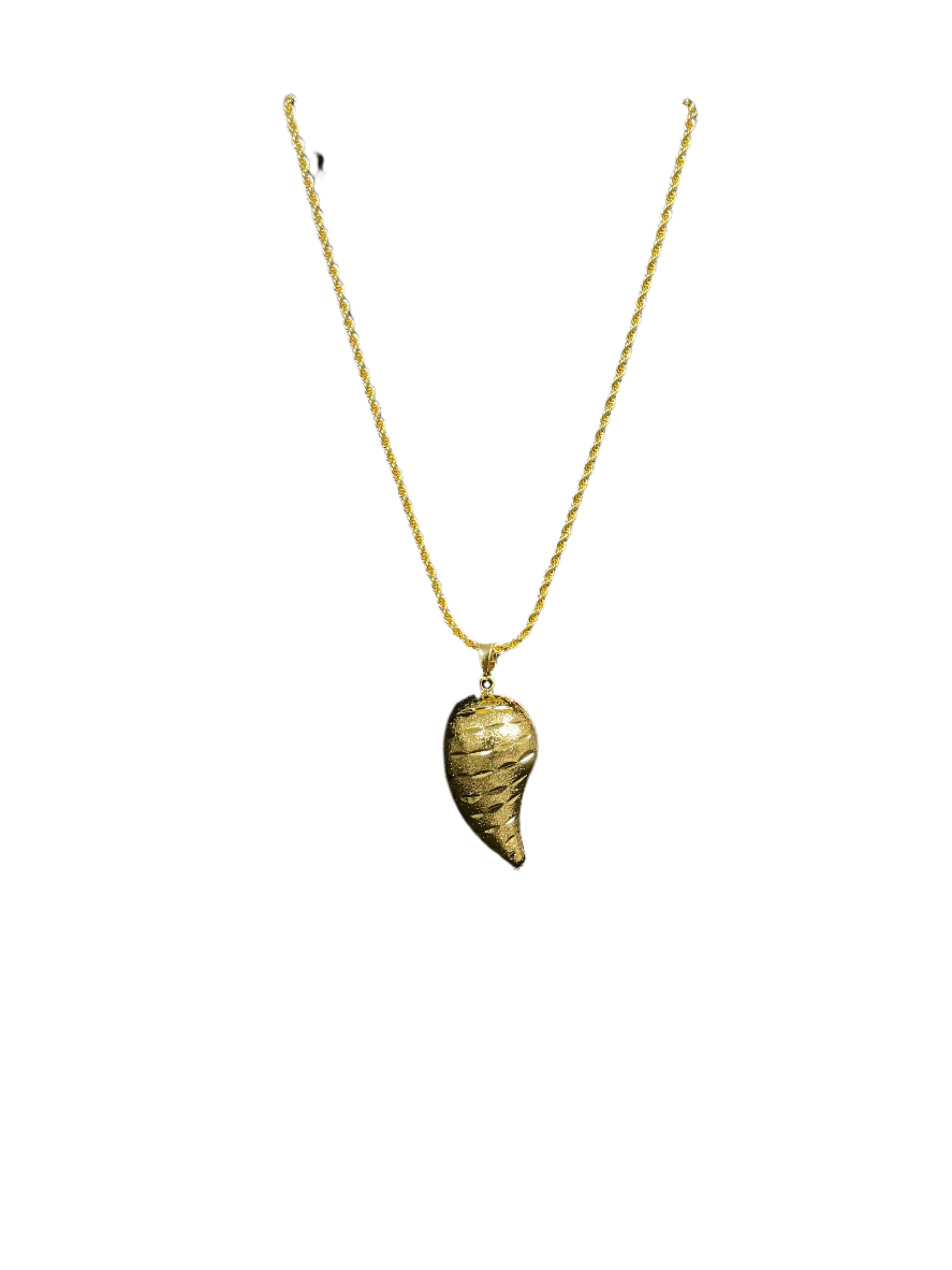 Palestinian Elegance Large Almond Gold Pendant necklace in imitated gold with textured almond-shaped charm
