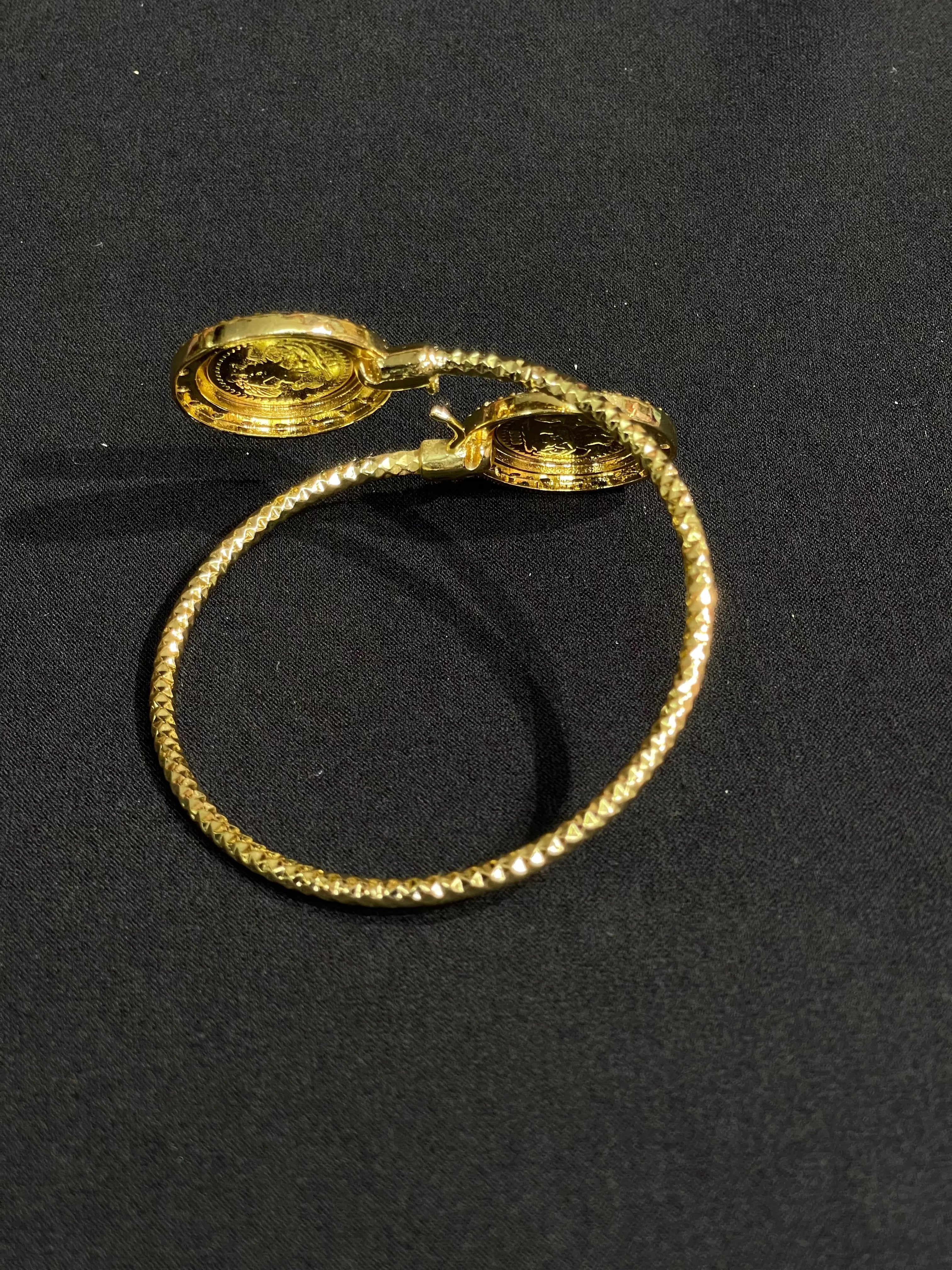 Lera Mabroma Rhinestone Bracelet in imitated gold with a textured design by Palestinian Elegance