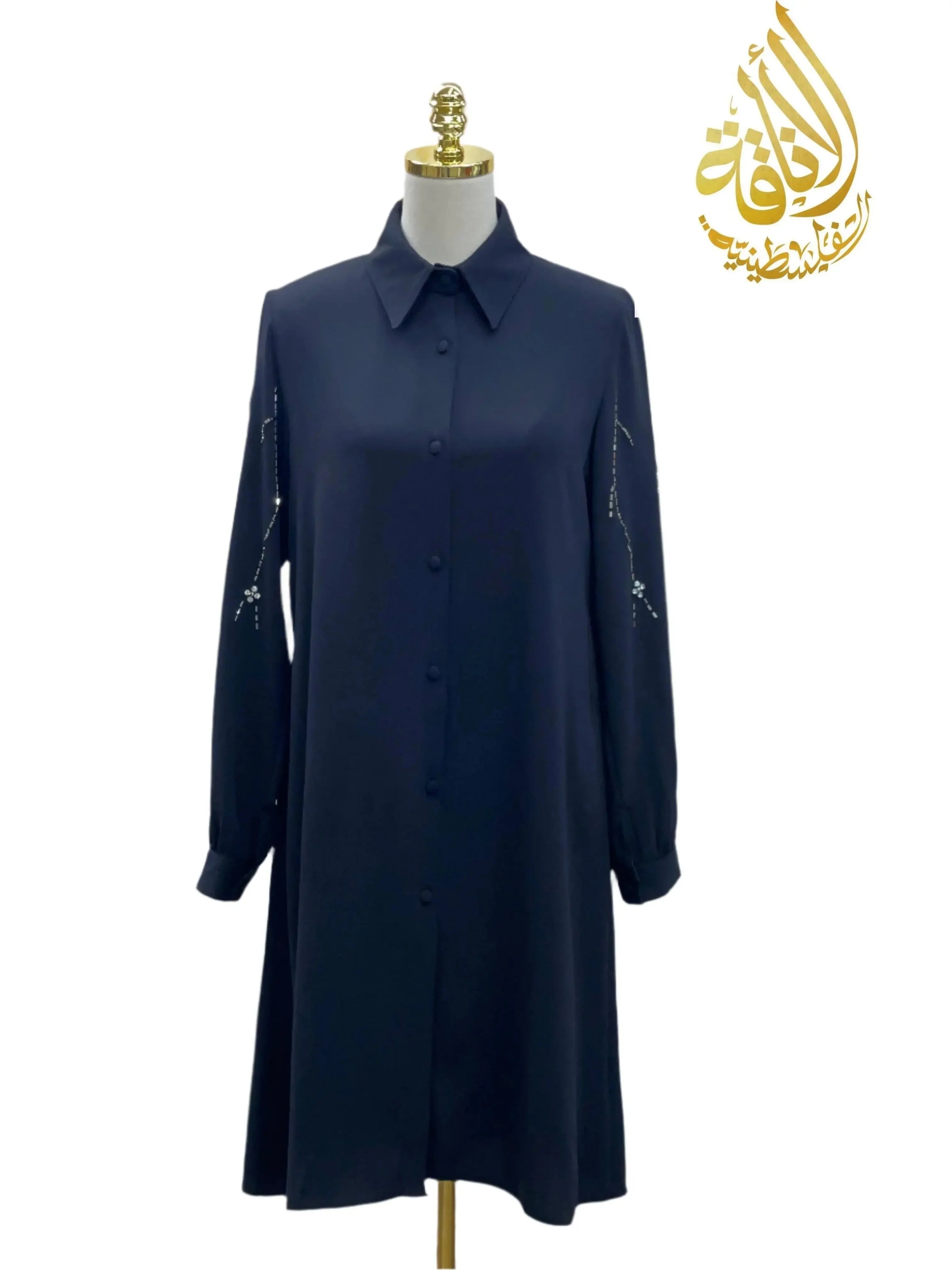 Long Tunic with Beads on Sleeves: Elegance in Every Detail Palestinian Elegance