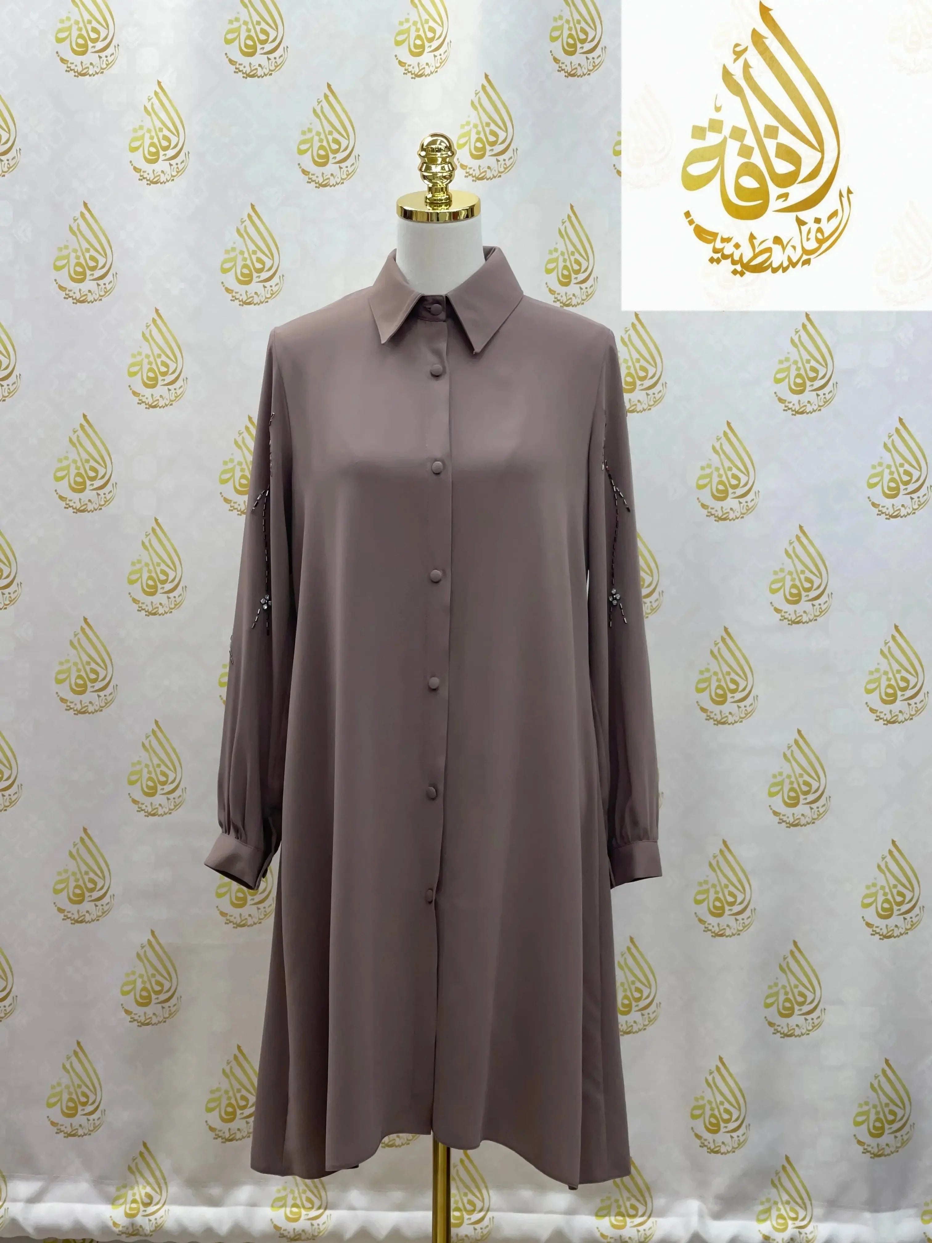 Long Tunic with Beads on Sleeves: Elegance in Every Detail Palestinian Elegance