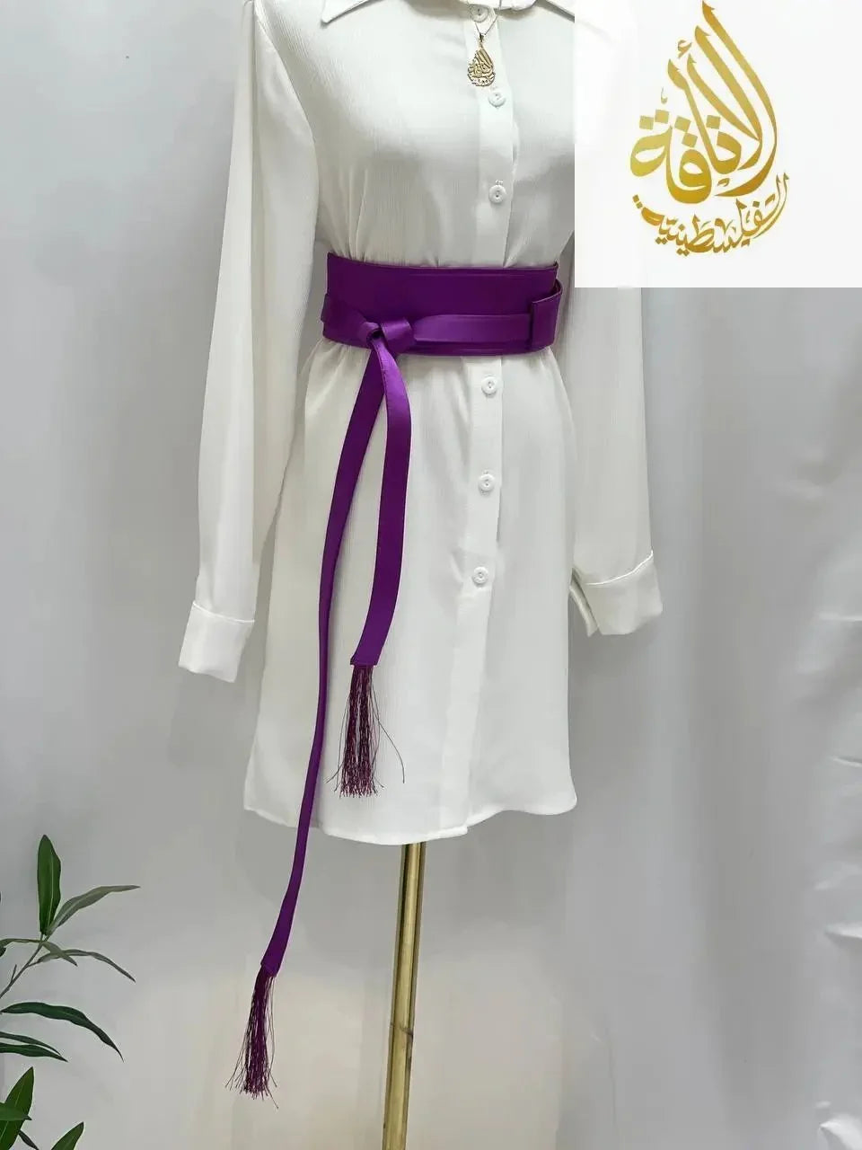 Luxurious Satin Belt with Modern Embroidery - Elegant & Durable Accessory Palestinian Elegance
