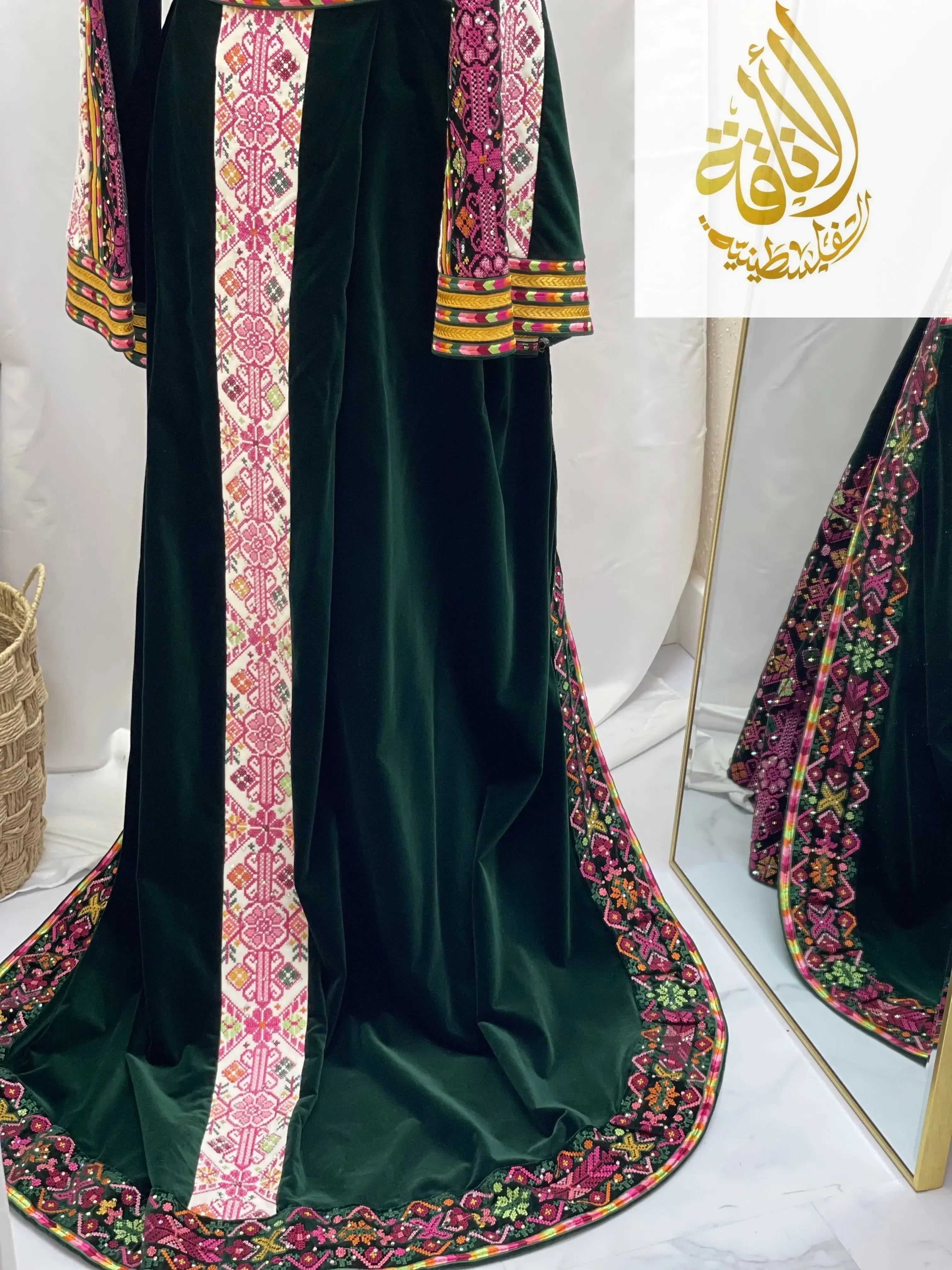 Madina Embroidered Velvet Thoub With Skirt Palestinian Elegance