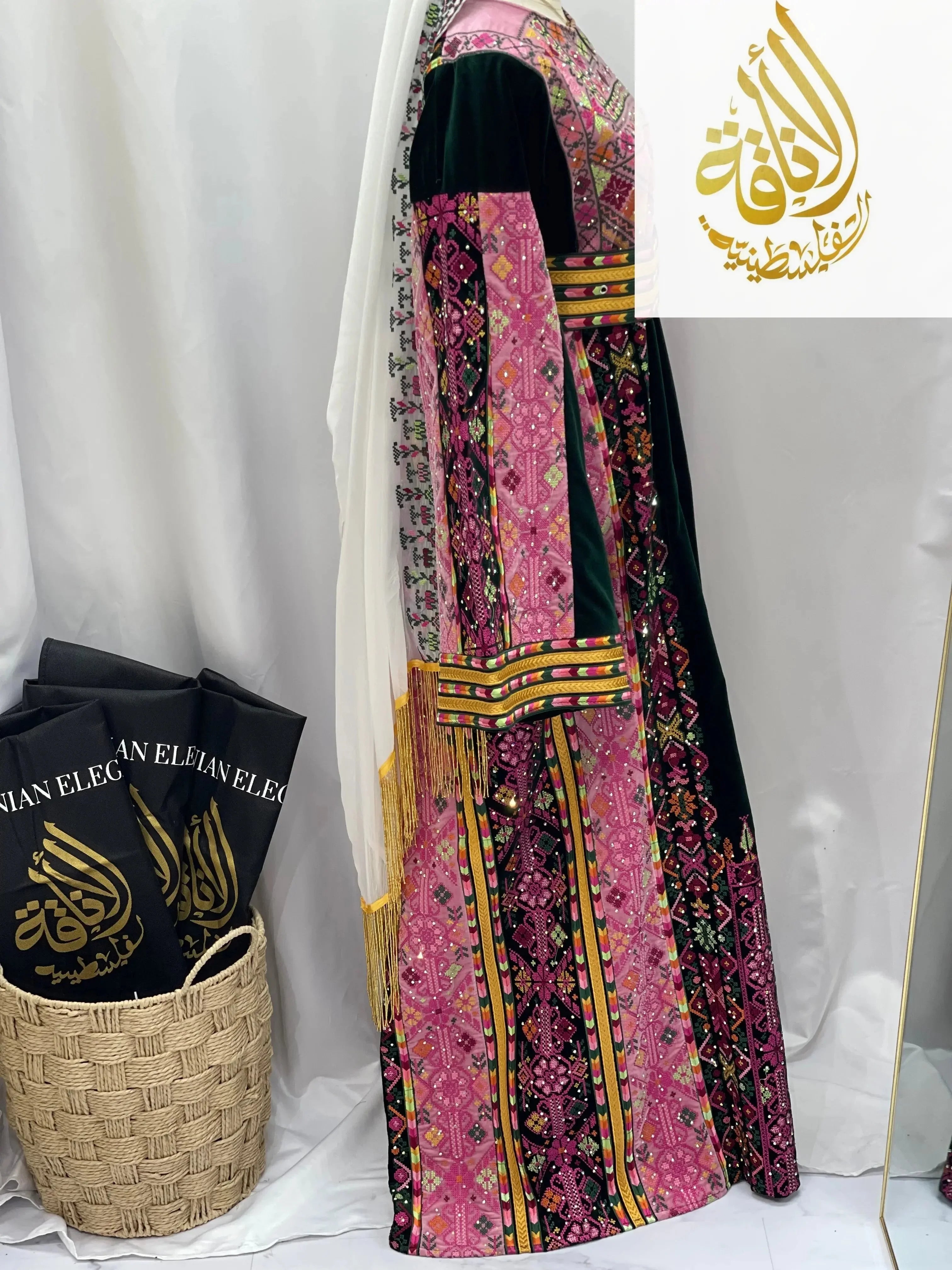 Madina Embroidered Velvet Thoub With Skirt Palestinian Elegance