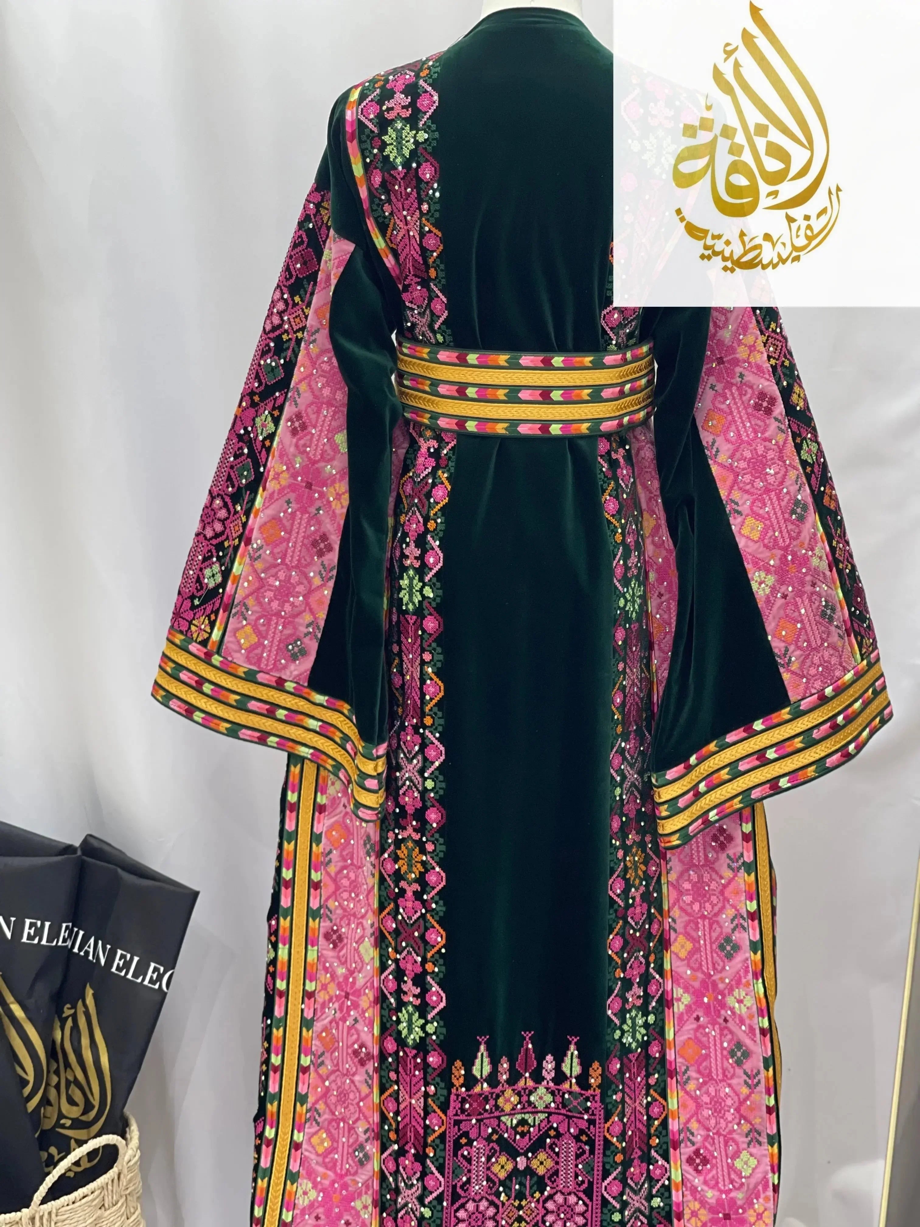 Madina Embroidered Velvet Thoub With Skirt Palestinian Elegance