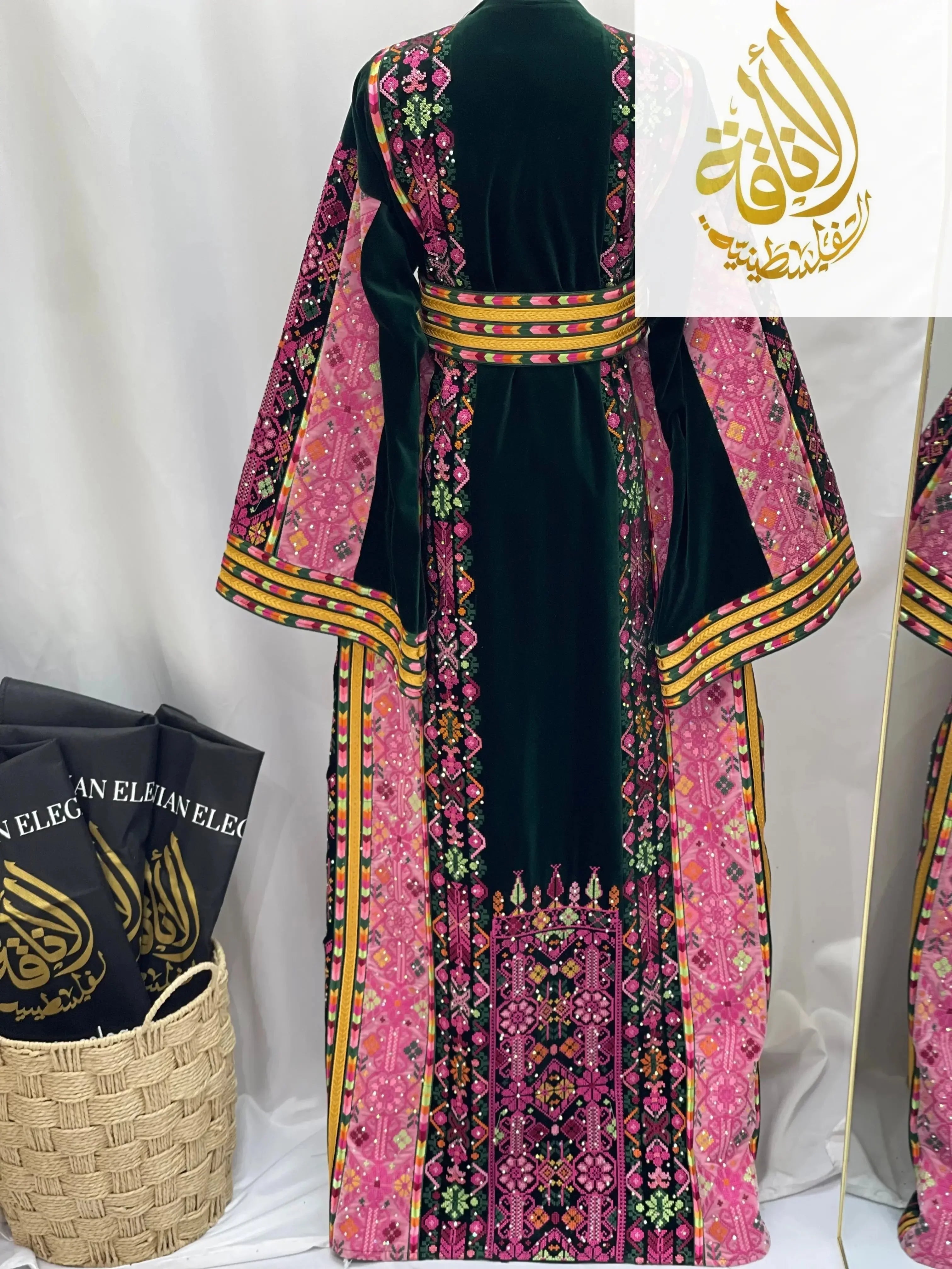 Madina Embroidered Velvet Thoub With Skirt Palestinian Elegance