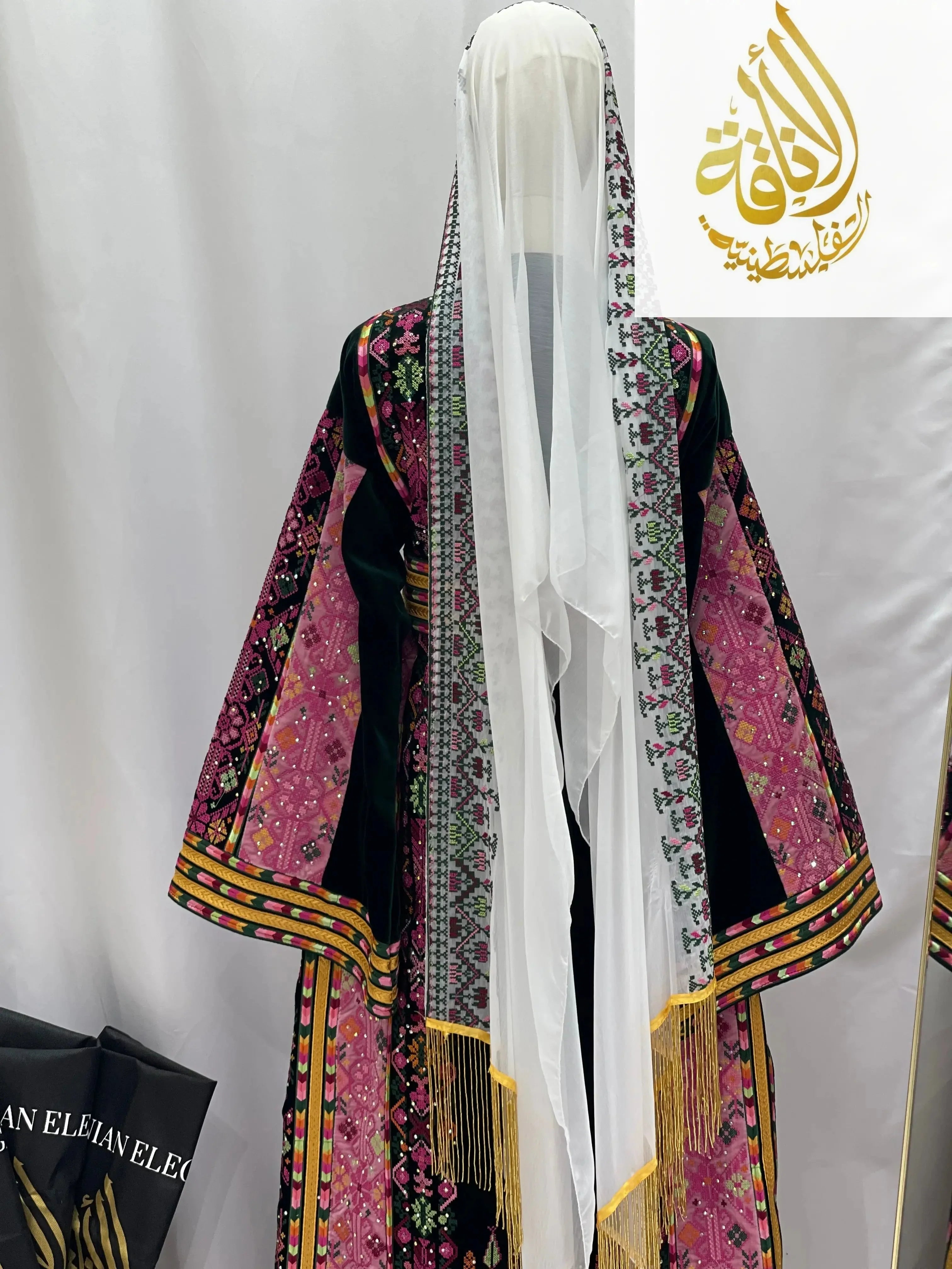 Madina Embroidered Velvet Thoub With Skirt Palestinian Elegance