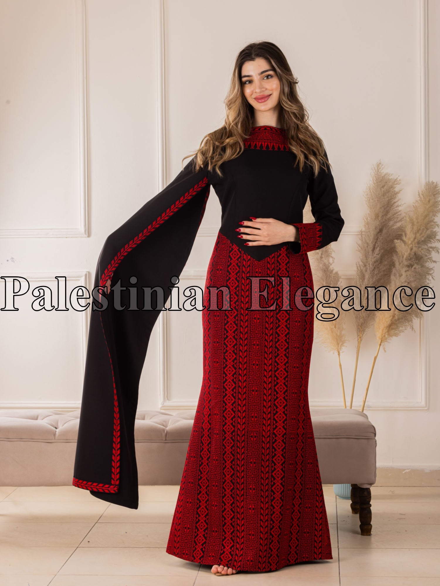 Modern Embroidered Dress | Modest Elegance for Special Occasions - Palestinian Elegance