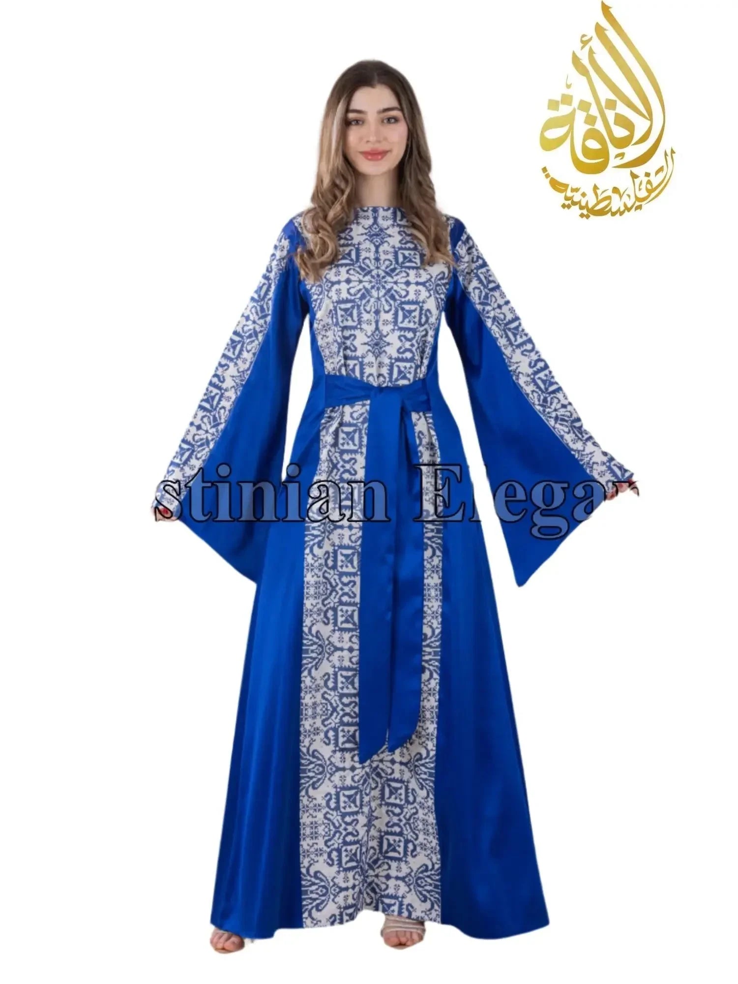 Elegant Modern Zahra Dress – Hand-Embroidered Palestinian Thobe with Heritage Detailing
