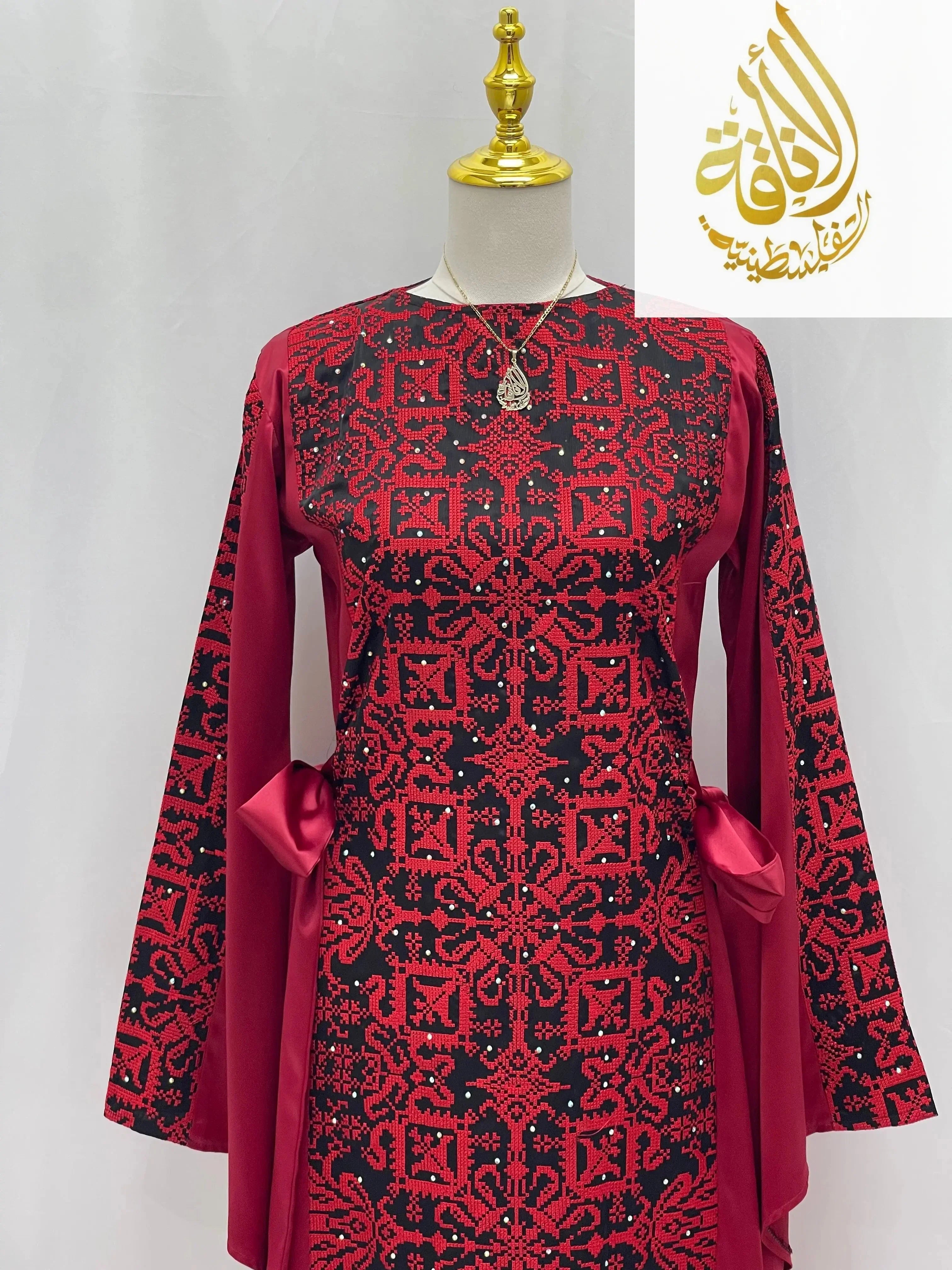 Modern Zahra Embroidered Dress | Modest Palestinian Thobe - Palestinian Elegance