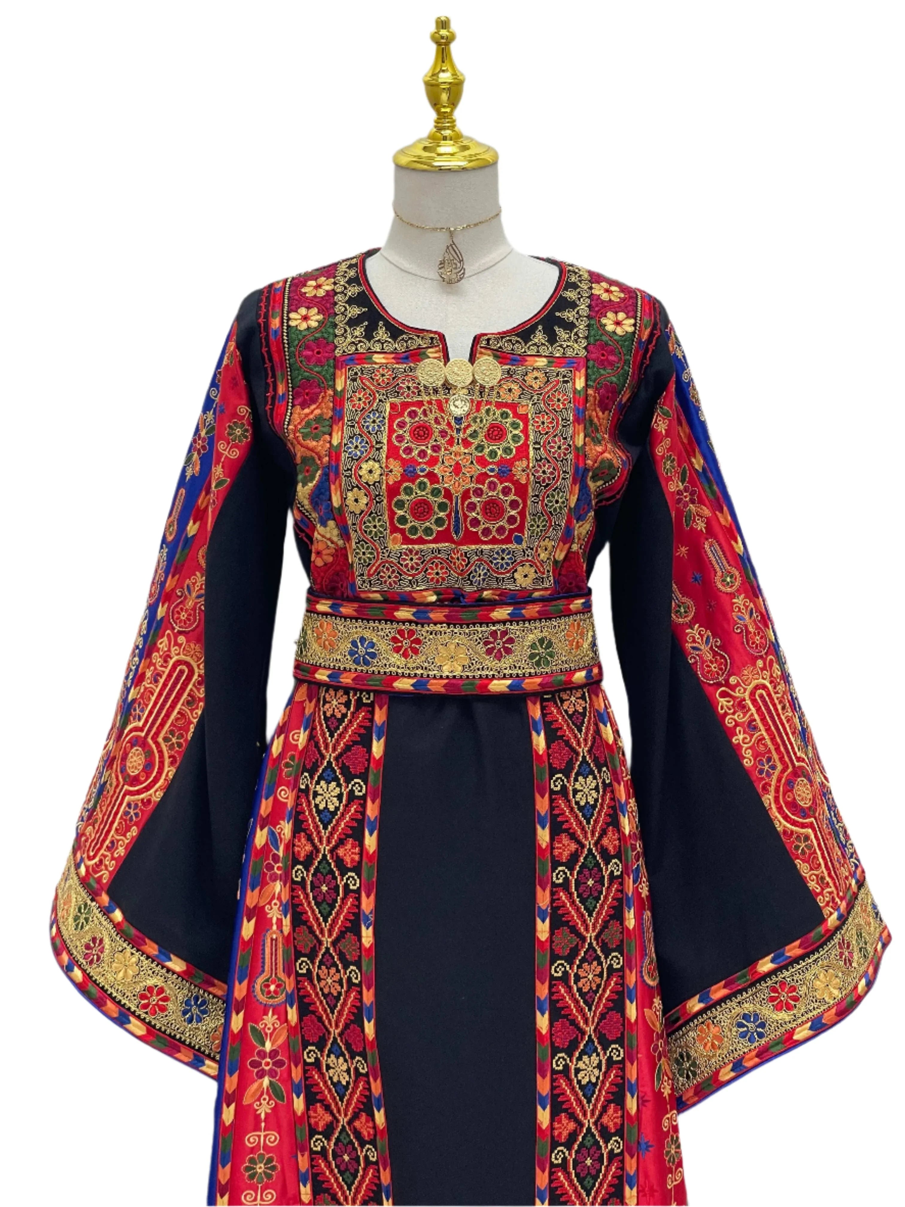 Mona Soft Atmeen Thoub Kasab Embroidery traditional embroidered dress with vibrant floral and geometric patterns
