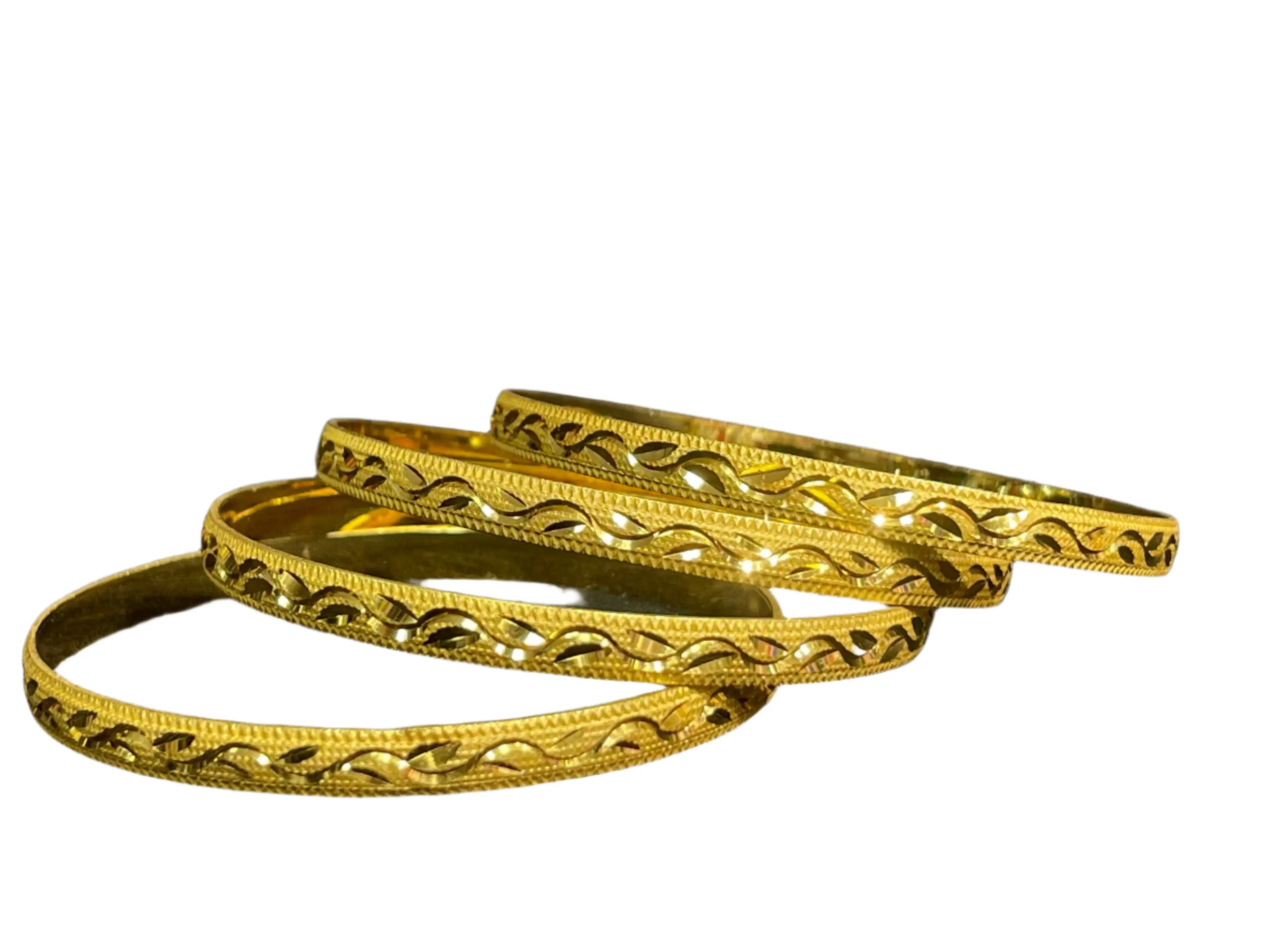 Najwa Bangles with imitated gold design by Palestinian Elegance set of four detailed bracelets