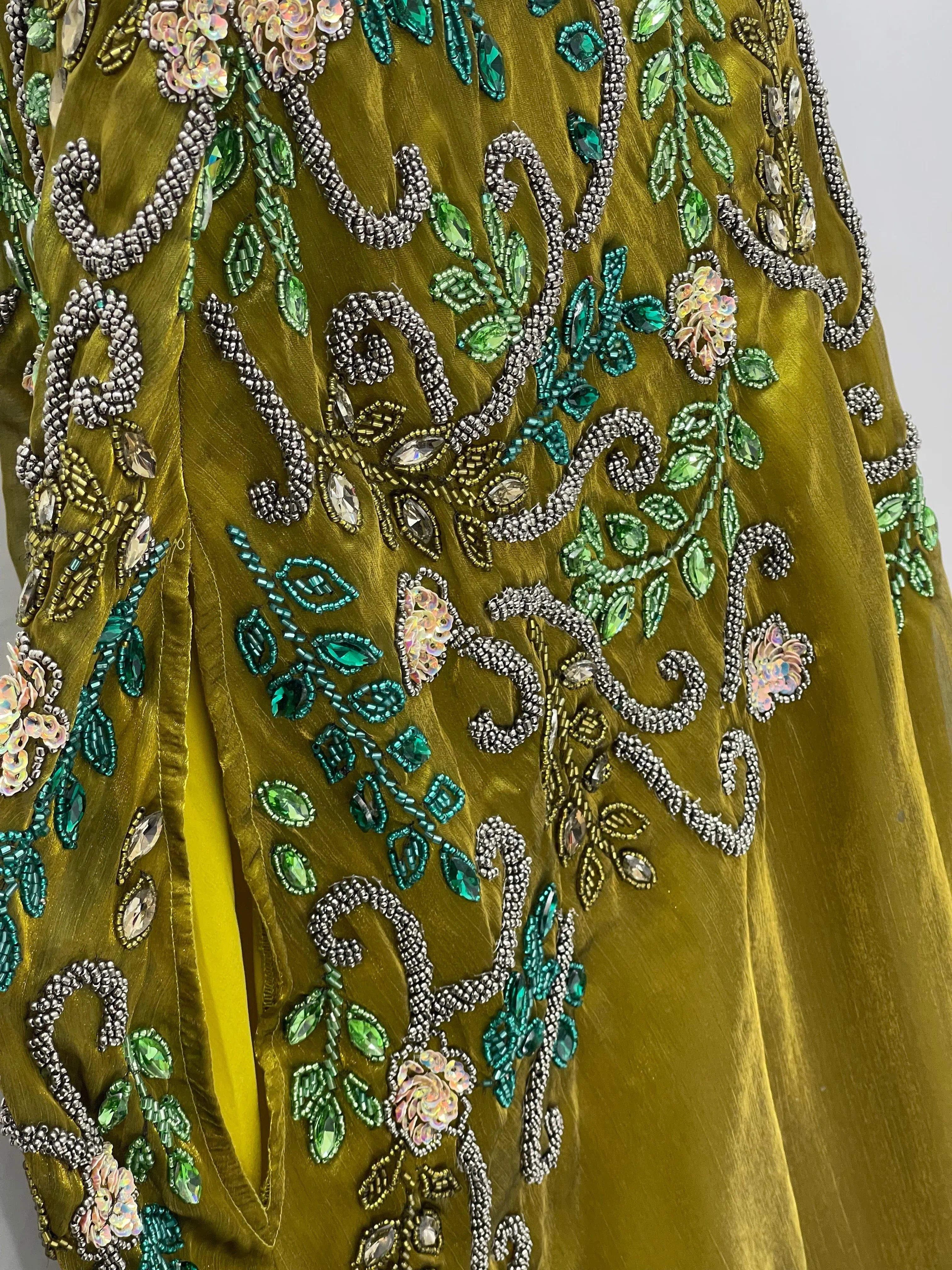 Olive Luxury Bejeweled Cape – Statement Elegance & Modern Sophistication - Palestinian Elegance